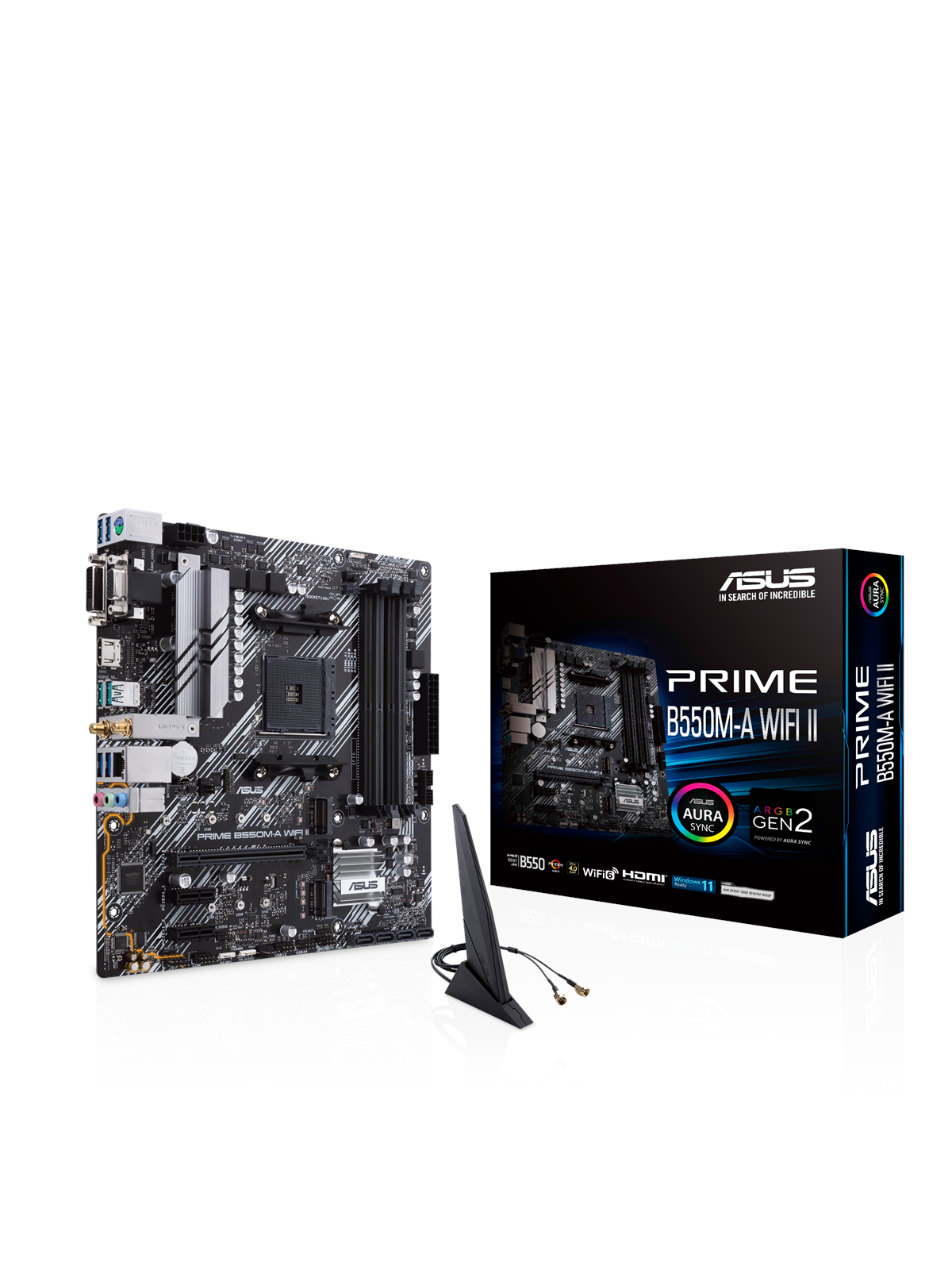 ASUS PRIME B550M-A WIFI II Bundkort - AMD B550 - AMD AM4 socket - DDR4 RAM - Micro-ATX