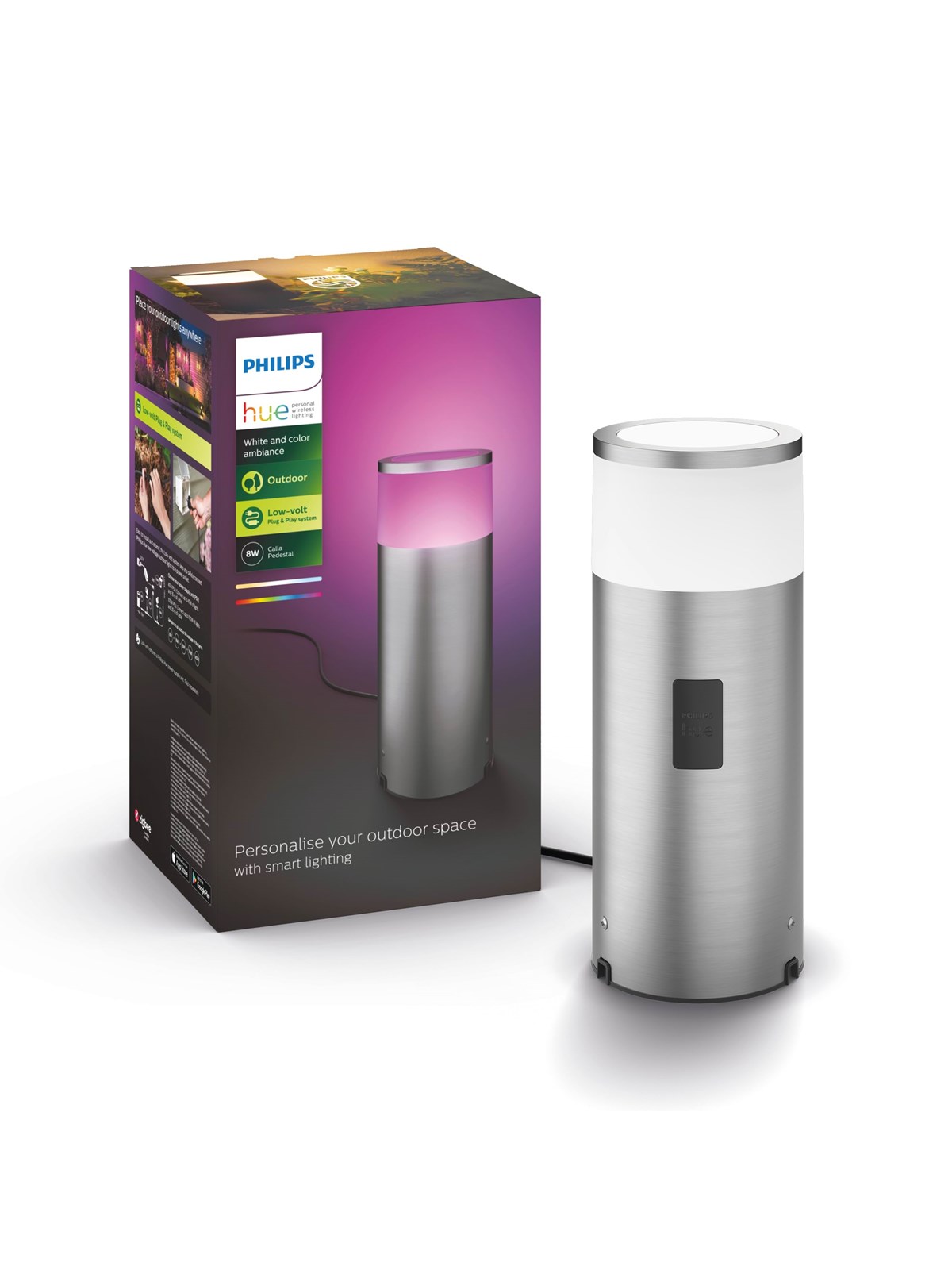 Philips Hue Outdoor Calla Pedestal - Inox - Extension, Smart Home