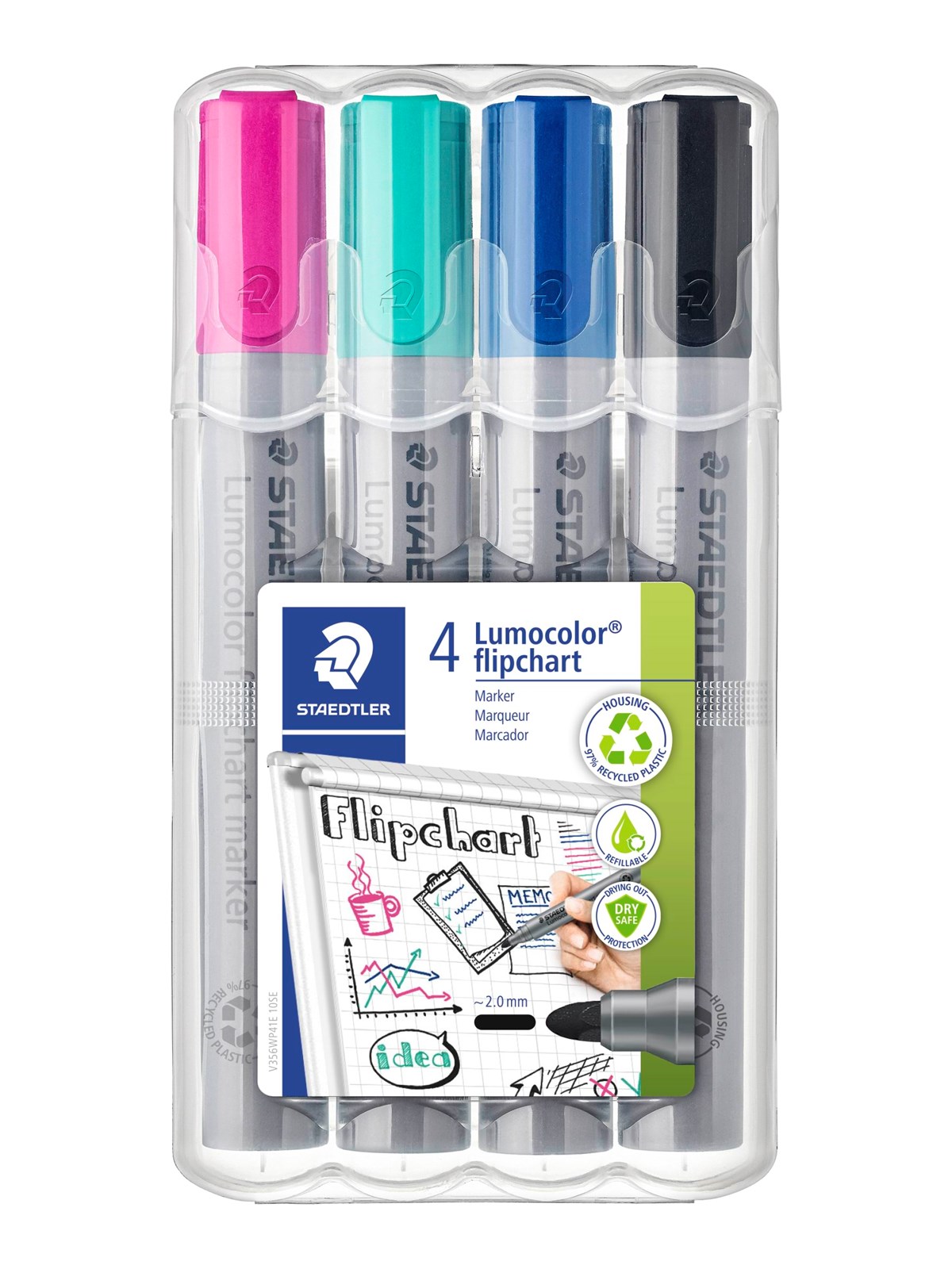 Stædtler Lumocolor Flip C-Marker 2mm 4 ass/boks, Tegneværktøj