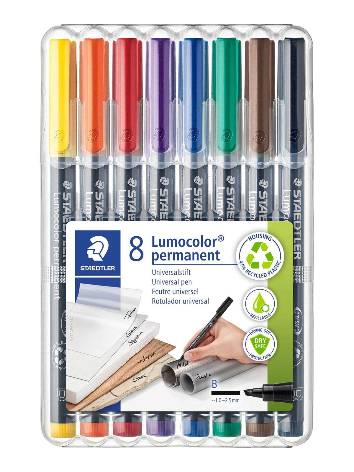 Stædtler Lumocolor Perm B 1-2,5mm 8 ass/boks, Tegneværktøj