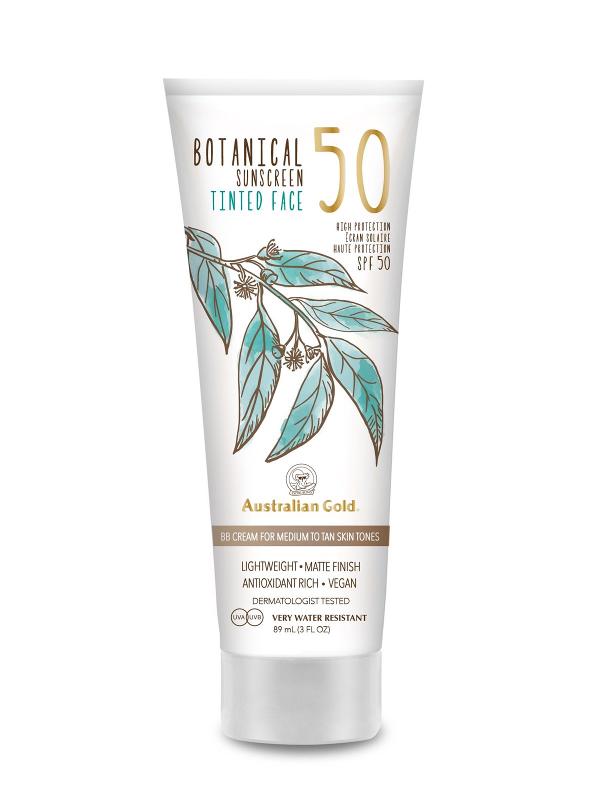 Australian Gold Botanical Tinted Face Medium Tan SPF 50, Kropspleje
