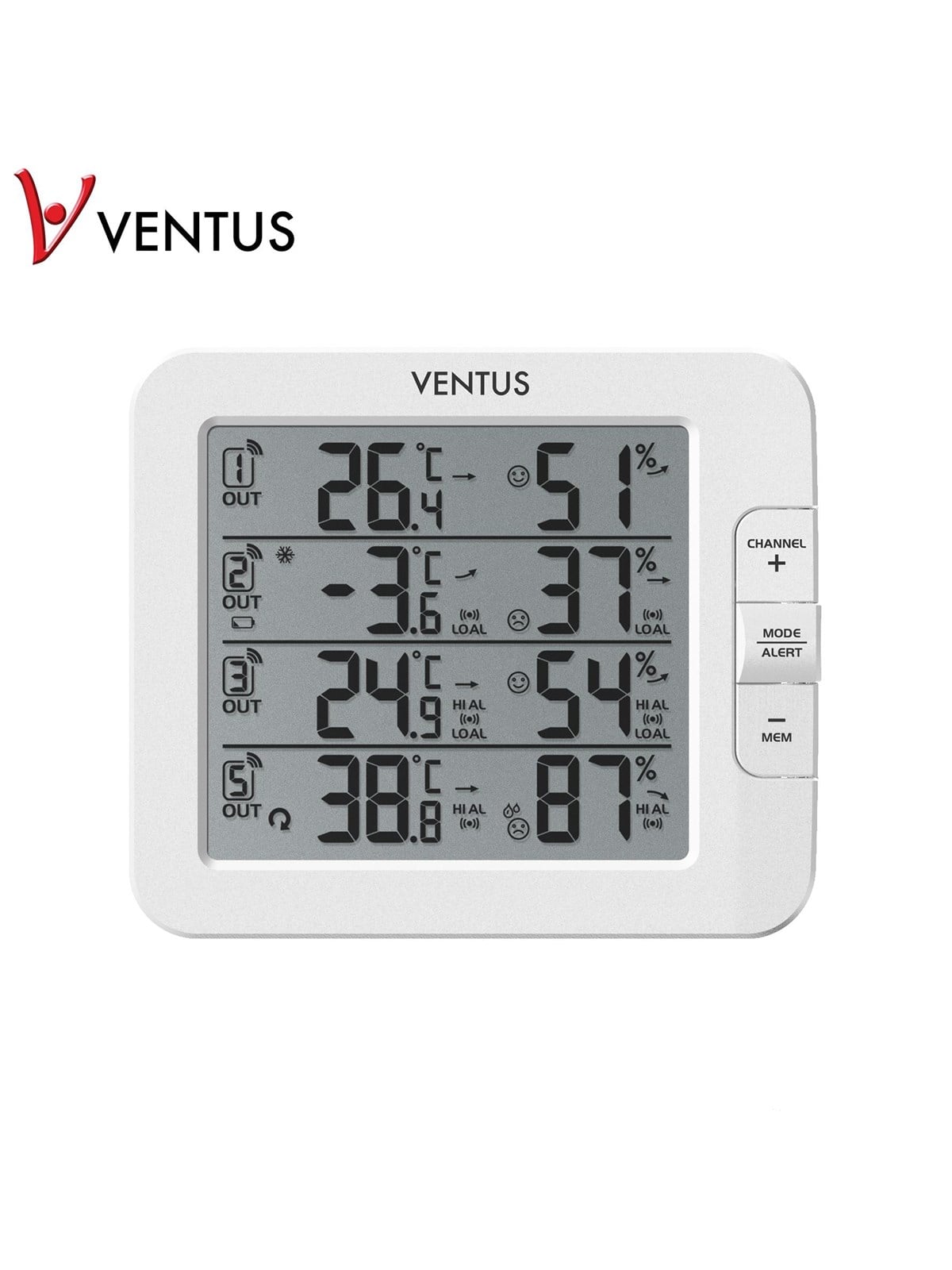 VENTUS Vejrstation med 3 sensorer W210, Vejrstation