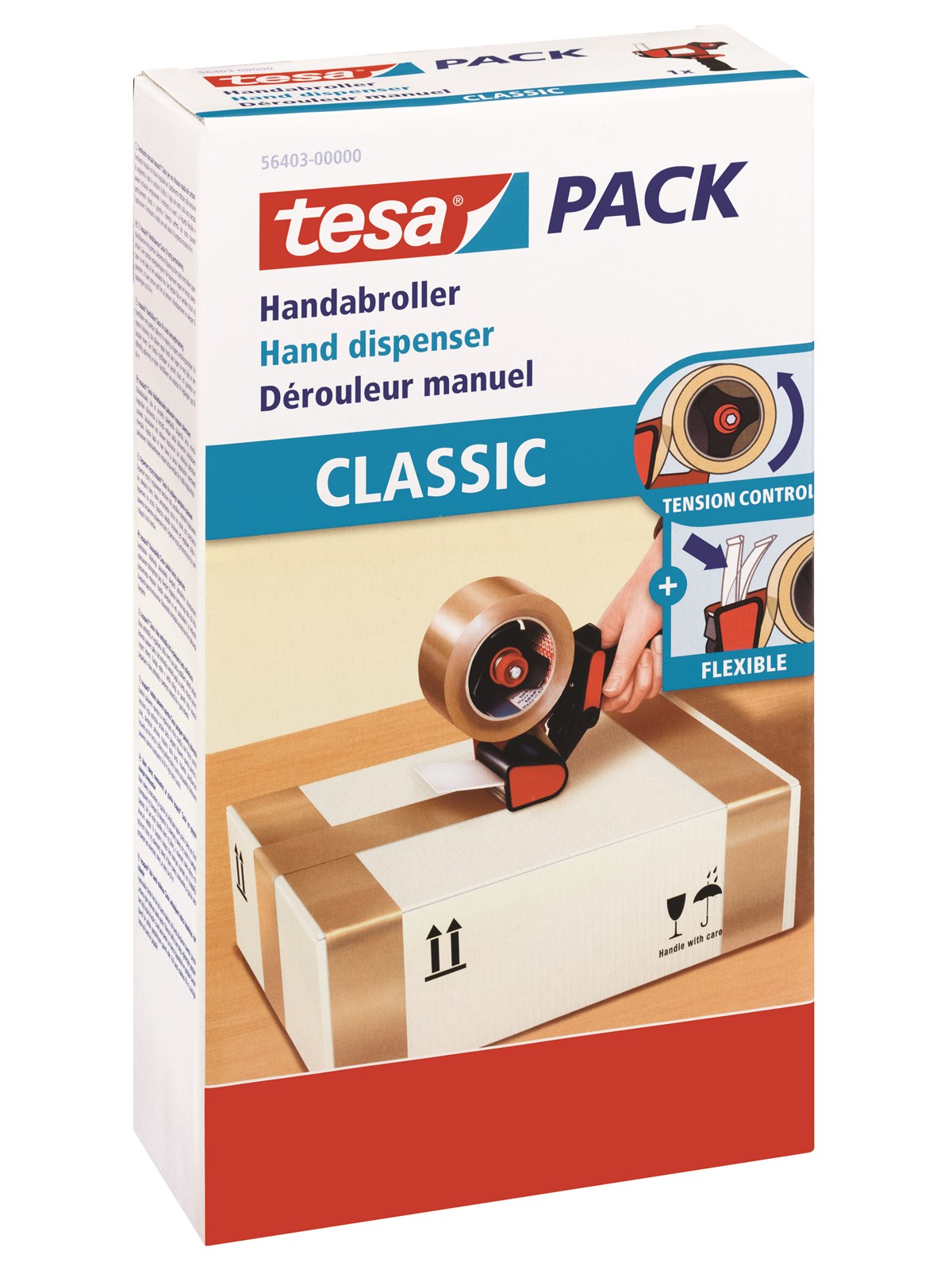 tesa Hand dispenser Classic for packaging tape, Tape