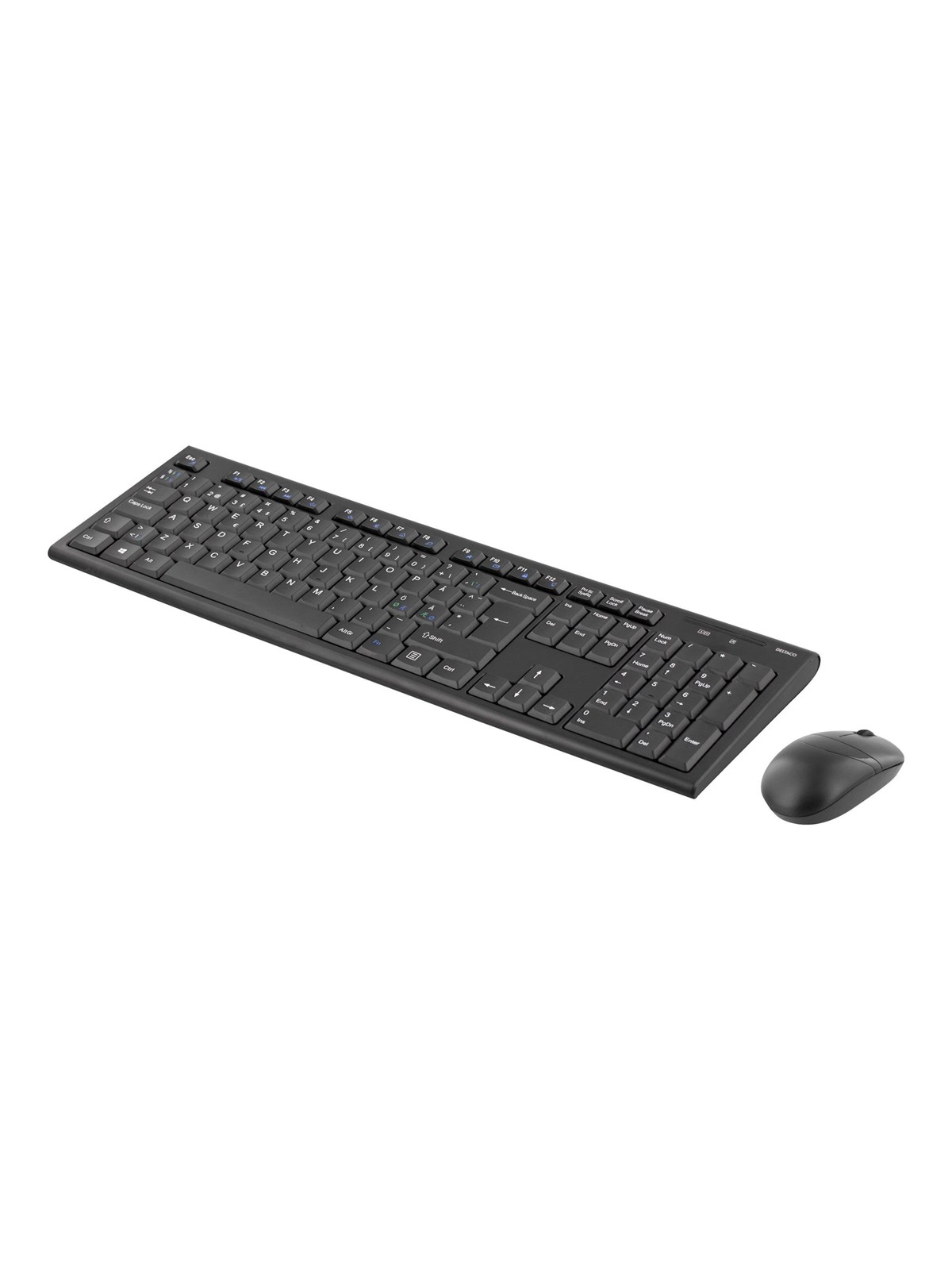 Deltaco TB-114 - keyboard and mouse set - Nordic - black - Tastatur & Mus sæt - Nordisk - Sort