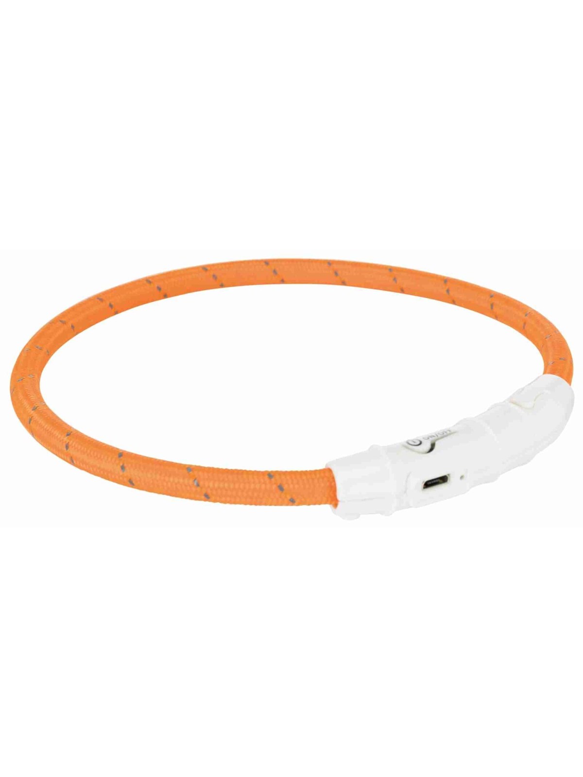 Trixie Flash Light Ring USB Illuminated Dog Safety Collar Orange Size M-L 7mm 45cm