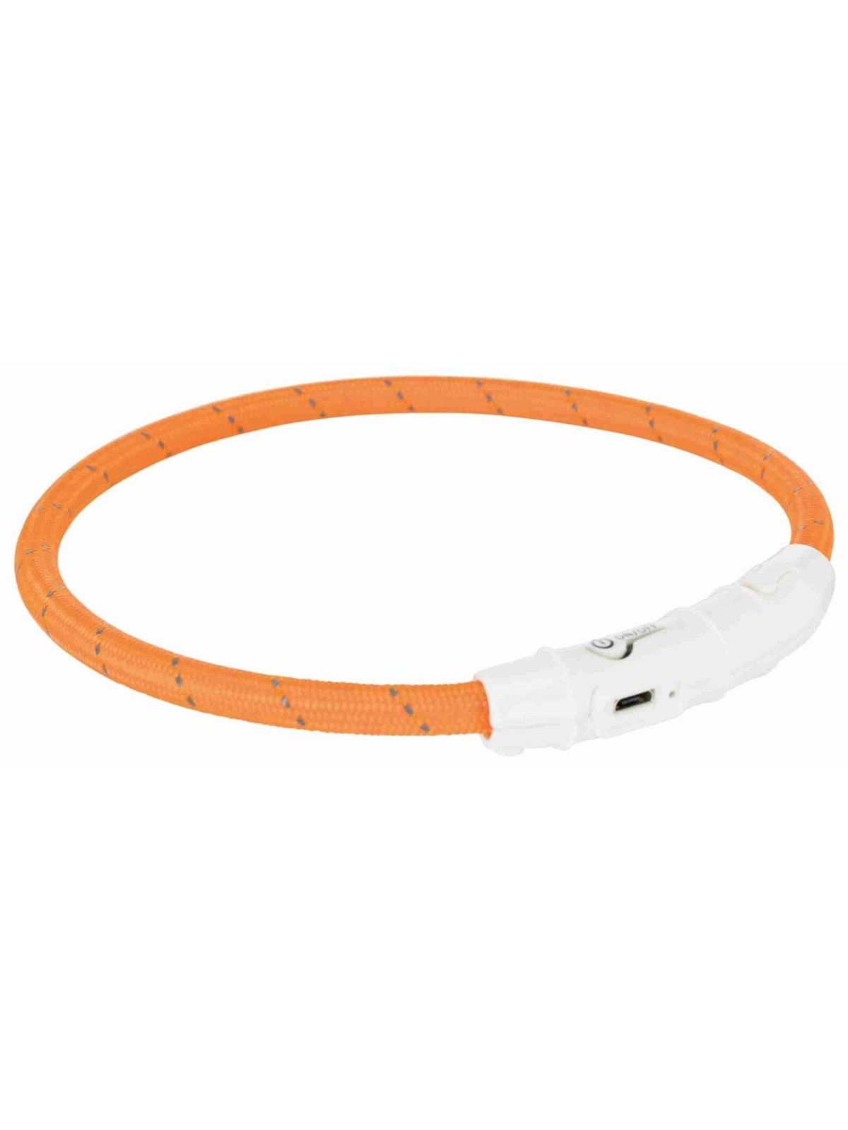 Trixie Flash Light Ring USB Illuminated Dog Safety Collar Orange Size L-XL 7mm 65cm