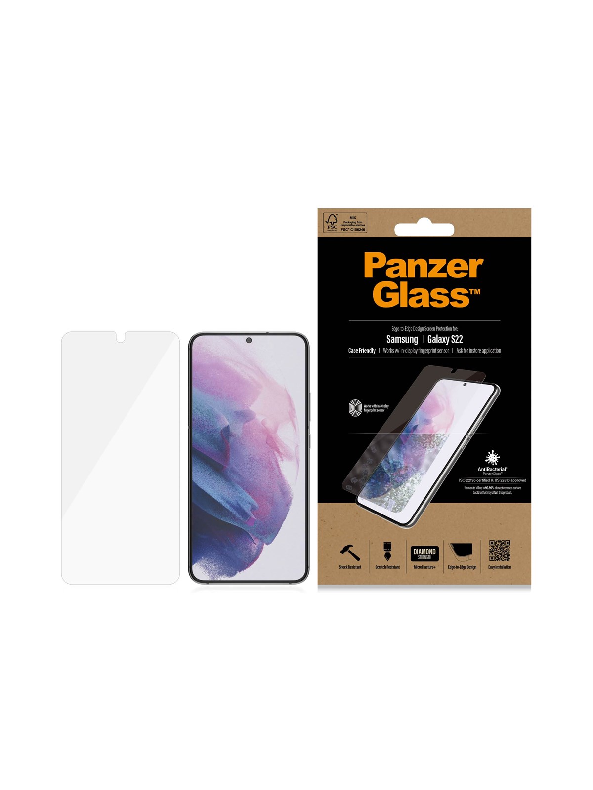 PanzerGlass UltraForce1 Samsung Galaxy S22 | Screen Protector, Beskyttelsesglas