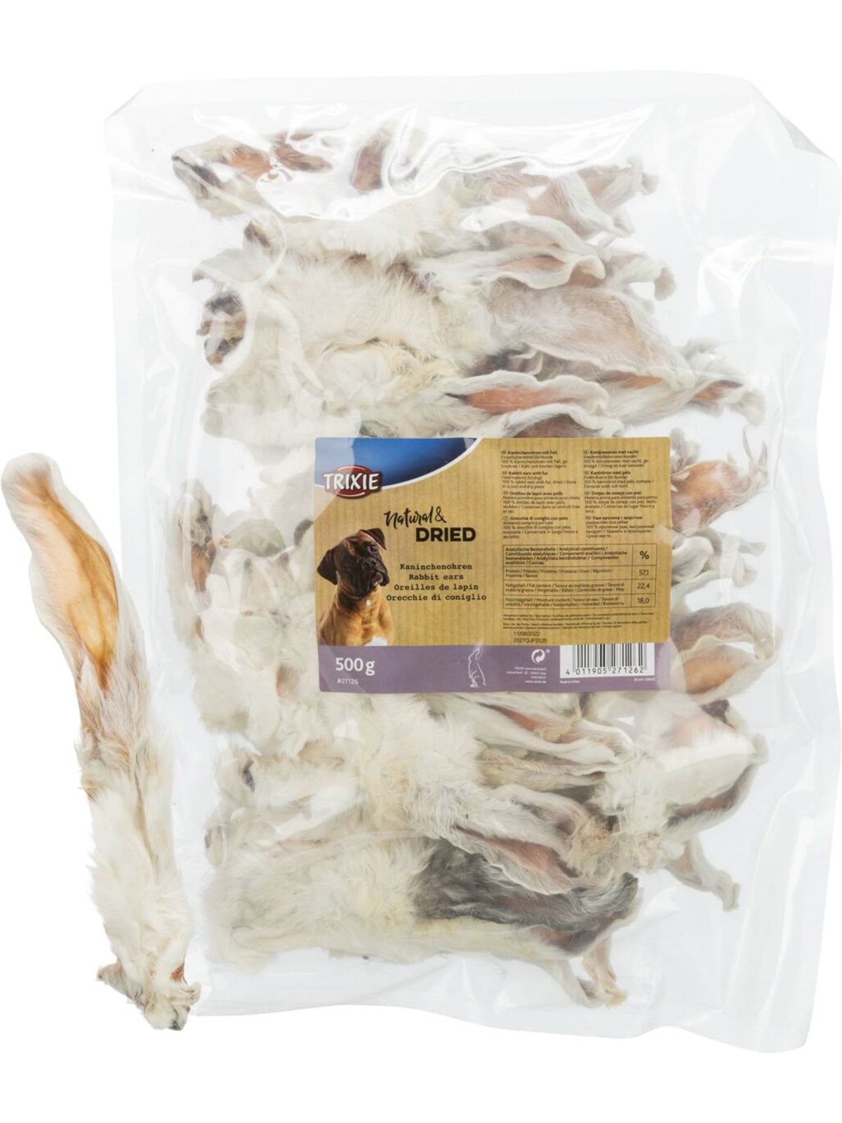 Trixie Dog Treats Rabbit Ears 500g, Hundeudstyr