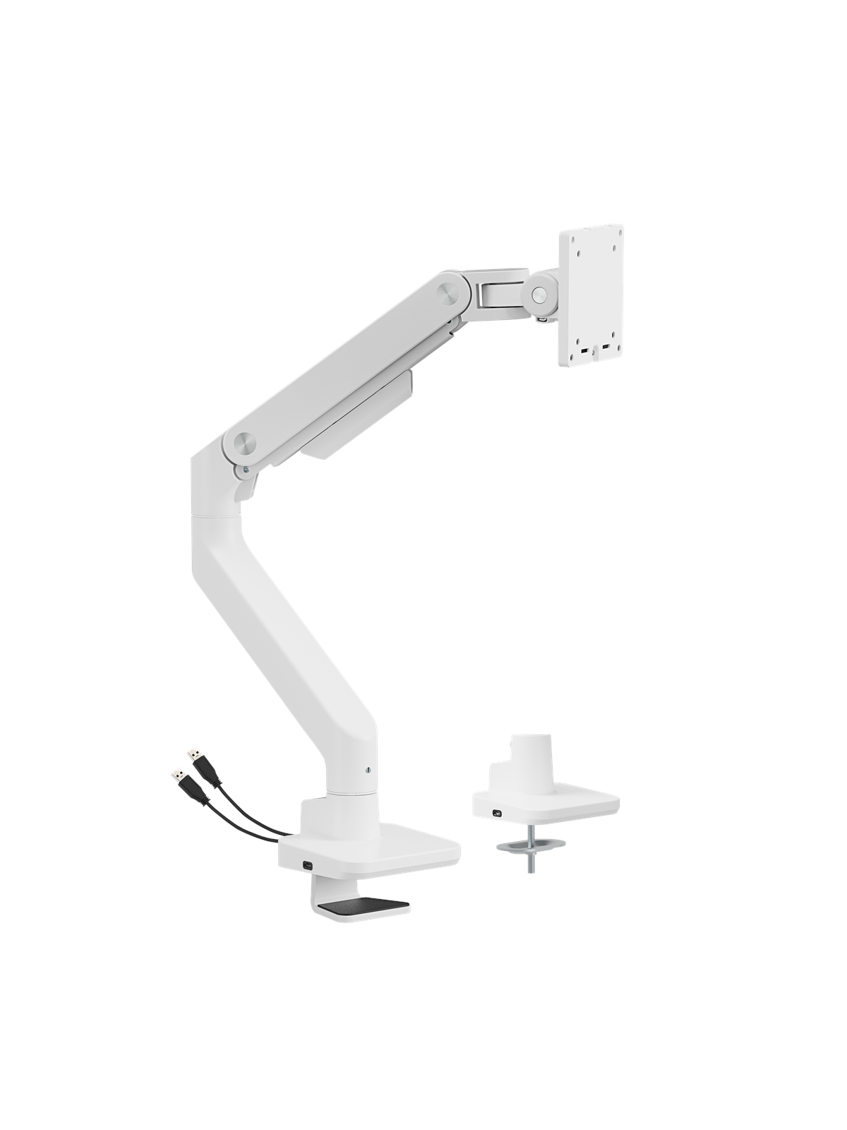DUTZO Skærmholder til 1 skærm (op til 49") - Heavy Duty med USB A & C porte - Hvid