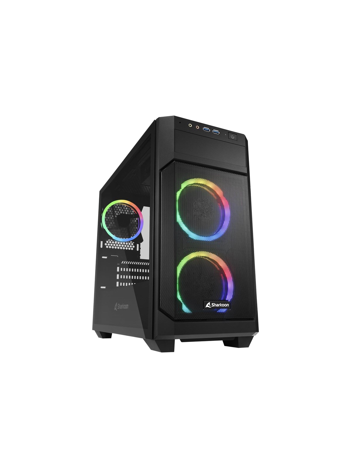 Sharkoon V1000 RGB - microATX - Kabinet - Tower - Sort, Kabinet