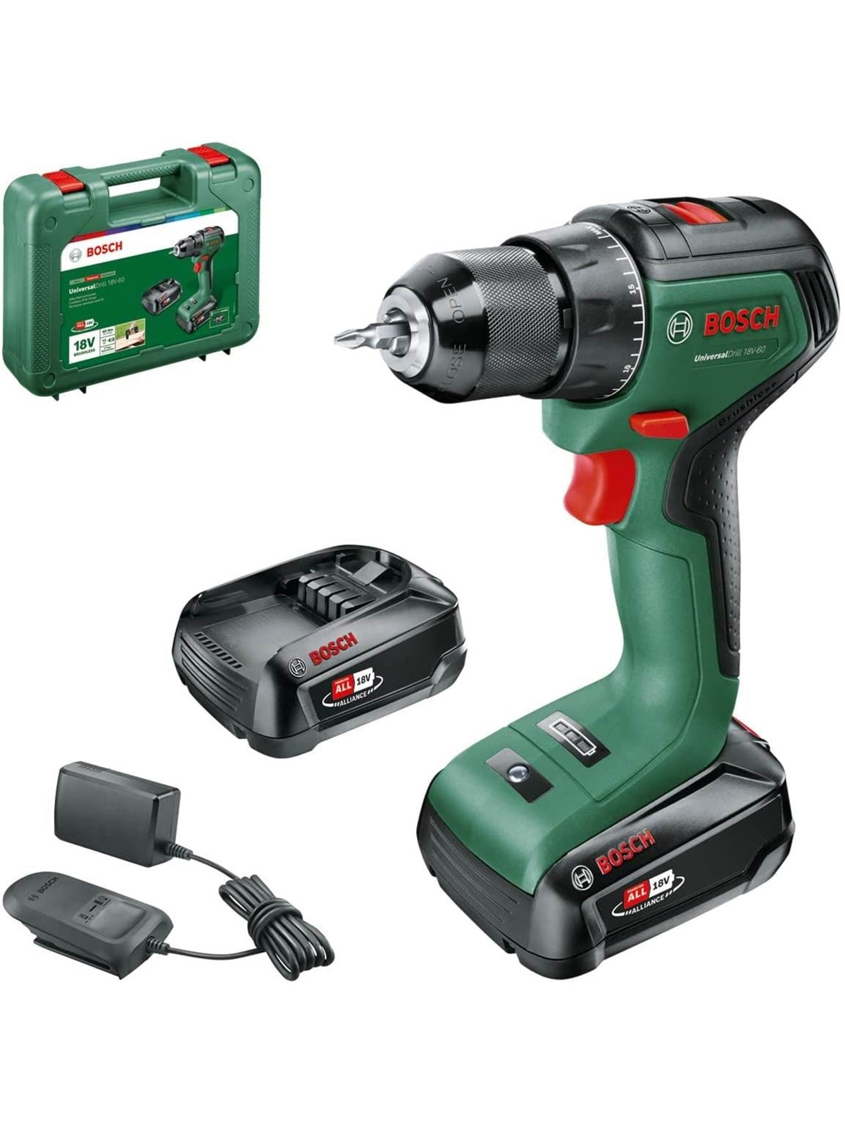 Bosch Cordless Drill Driver UniversalDrill 18V-60 2X2.0AH, Skruemaskine