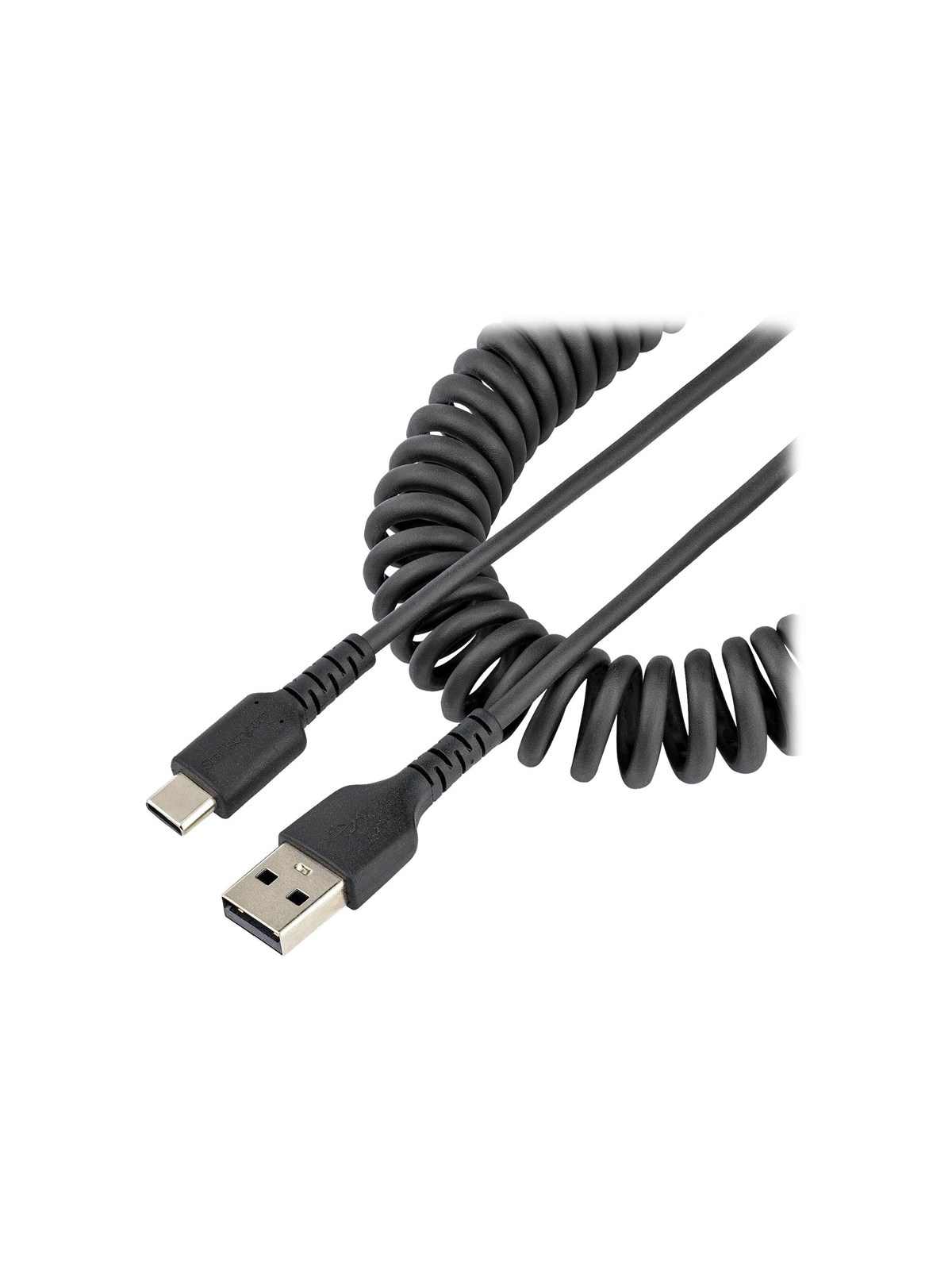StarTech.com 1m USB A to C Charging Cable Coiled Heavy Duty Fast Charge & Sync High Quality USB 2.0 A to USB Type-C Cable Rugged Aramid Fiber Durable 