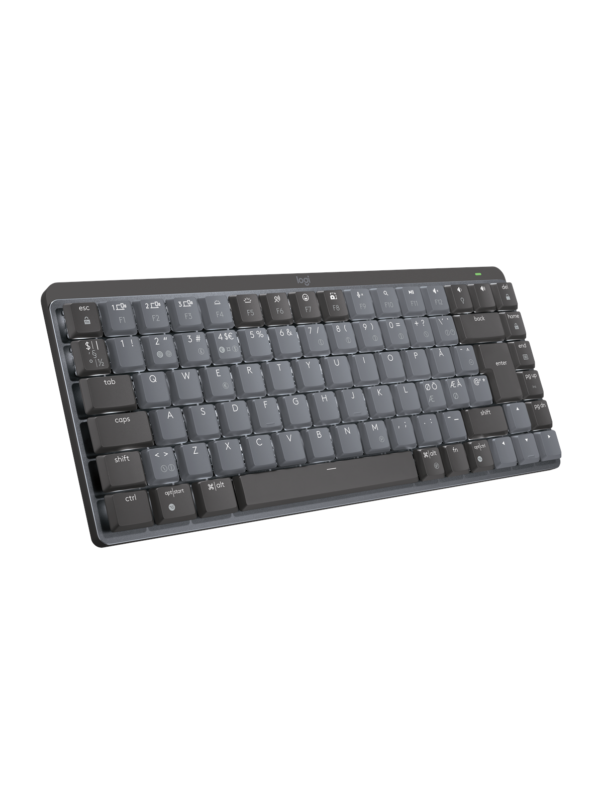 Logitech MX Mechanical Mini Minimalist Wireless Illuminated Performance Keyboard Graphite - Tactile - ND - Tastatur - Nordisk - Sort
