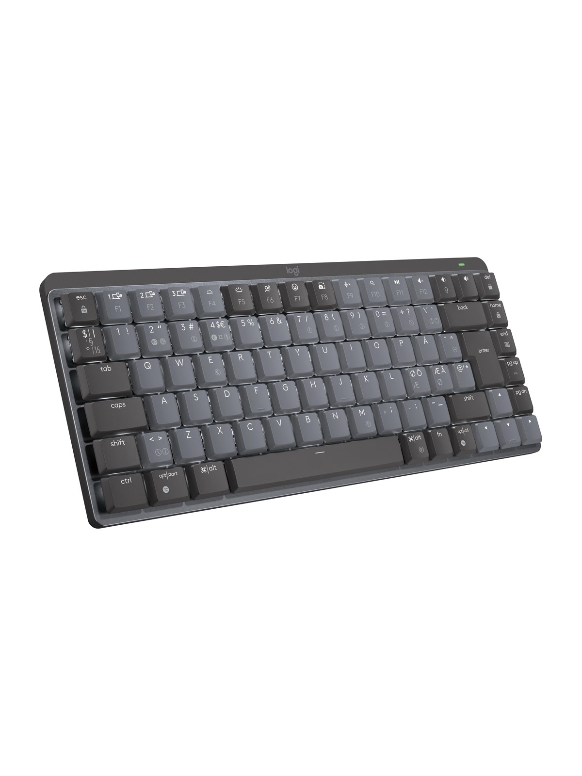 Logitech MX Mechanical Mini Minimalist Wireless Illuminated Performance Keyboard Graphite - Linear - ND - Tastatur - Nordisk - Sort
