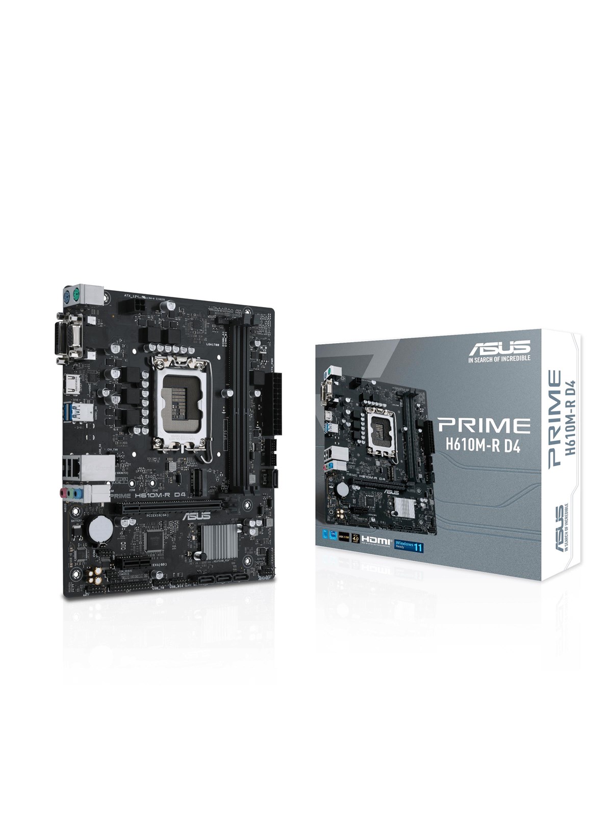 ASUS PRIME H610M-R D4 Bundkort - Intel H610 - Intel LGA1700 socket - DDR4 RAM - Micro-ATX