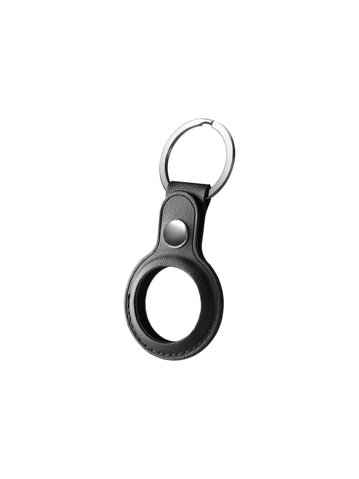 Deltaco Apple AirTag Case Keychain Artificial Leather Black, Mobil Tilbehør