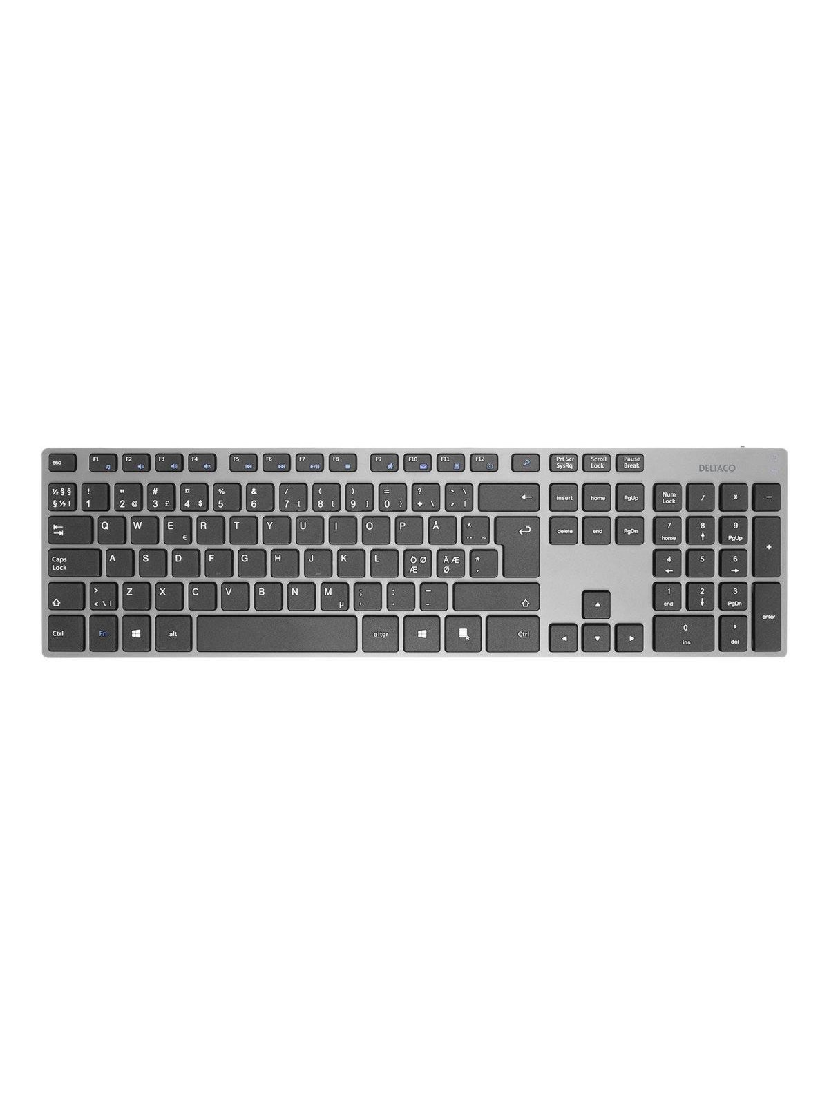 Deltaco Wireless Keyboard Dark Grey - Tastatur - Nordisk - Grå, Tastatur