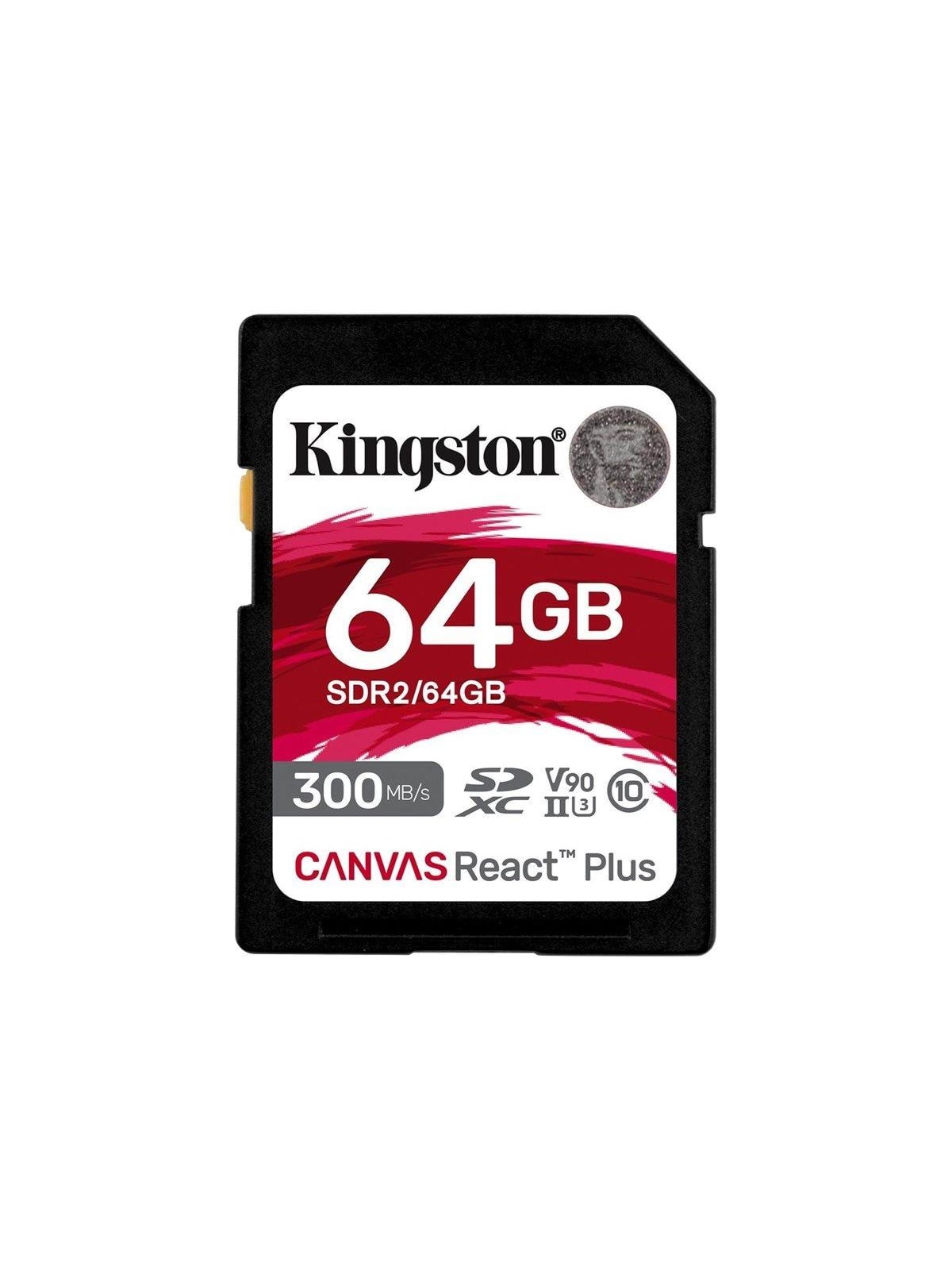 Kingston Canvas React Plus V90 SD - 300MB/s - 64GB, Hukommelseskort