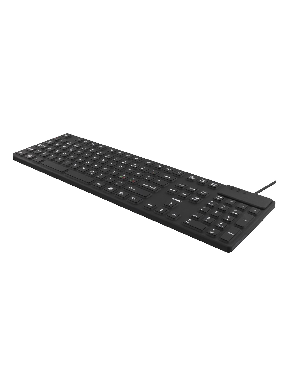 Deltaco Rubberized Keyboard Silicone Full Size (Nordic) - Tastatur - Nordisk - Sort