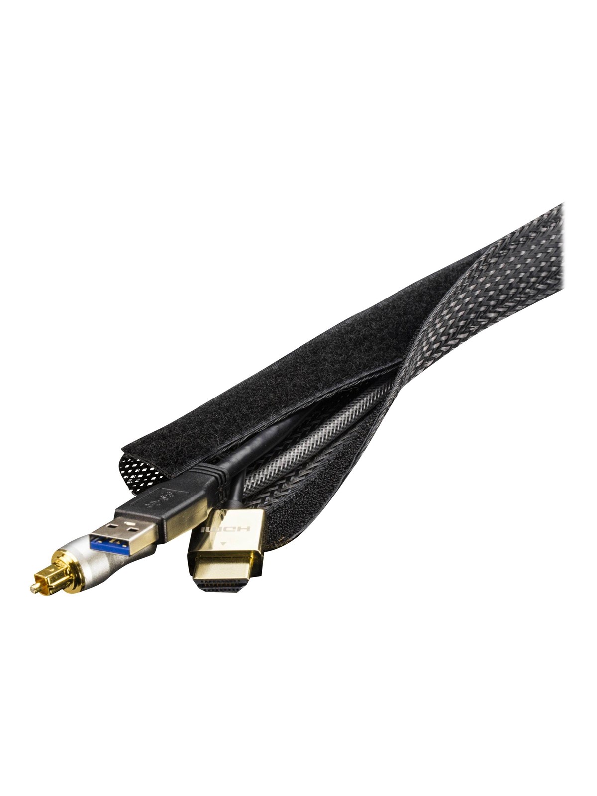 Deltaco Nylon Cable Sorting Stocking 3m Black, Kabel Organisering