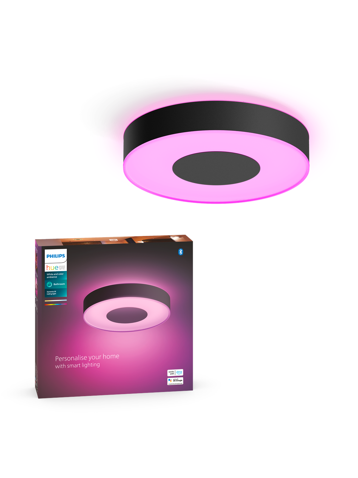 Philips Hue Xamento M Ceiling Lamp - Black, Smart Home