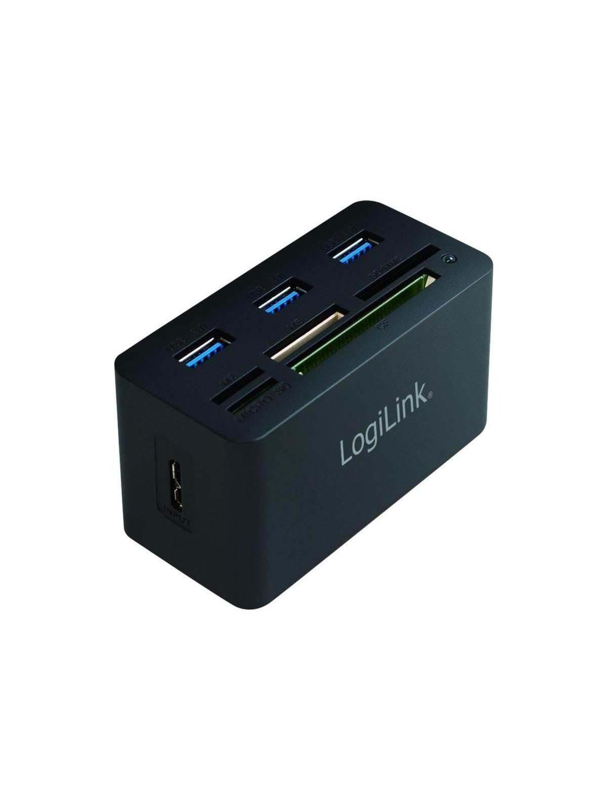 LogiLink USB 3.0 hub with all-in-one card reader black USB hub - 3 ports - Sort
