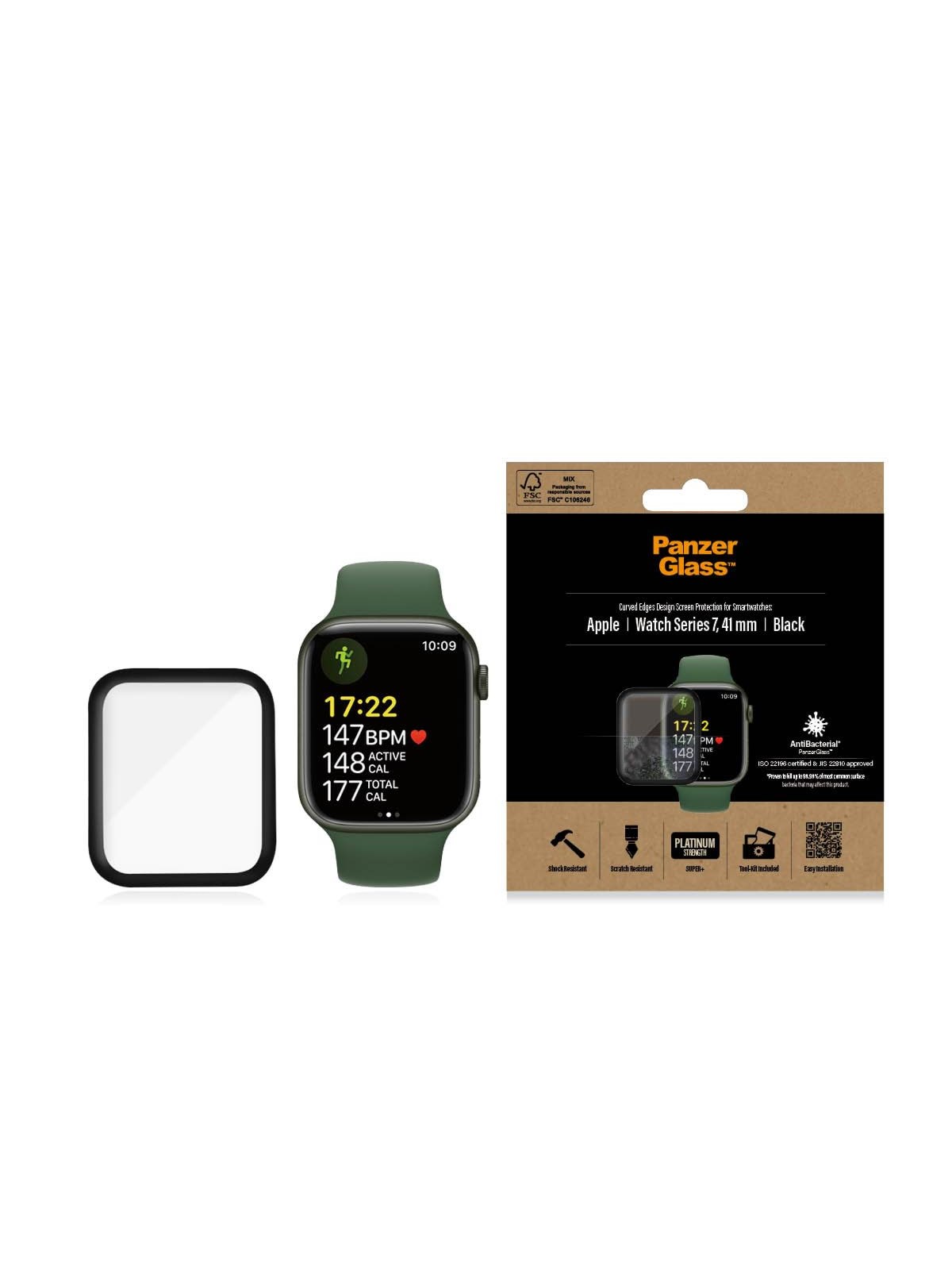PanzerGlass Apple Watch Series 8 | 7 | 41mm | Screen Protector Glass, Beskyttelsesglas