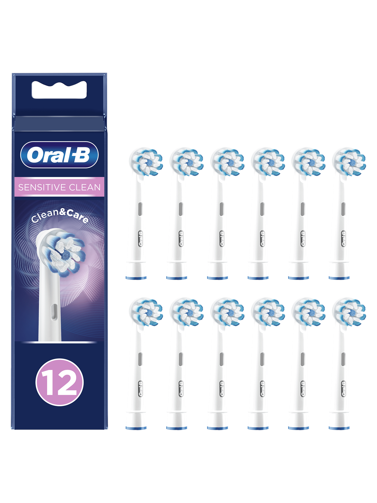 Oral-B Tandbørstehoveder Sensitive Clean & Care - Hvid - 12 stk., El Tandbørste