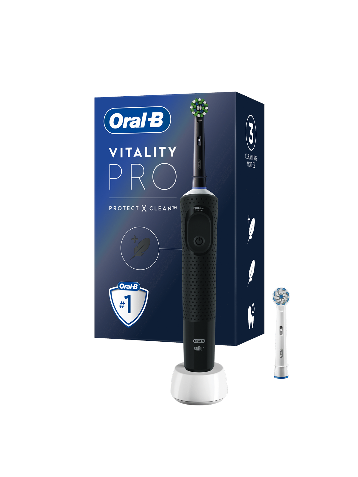 Oral-B Eltandbørste Vitality Pro Sort + ekstra tandbørstehoved, El Tandbørste
