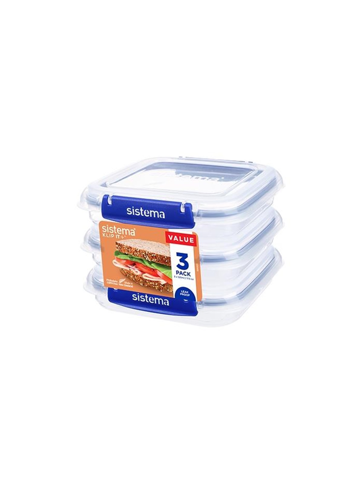 Sistema Square Klip It Plus 3Pack 520ml, Køkkentilbehør