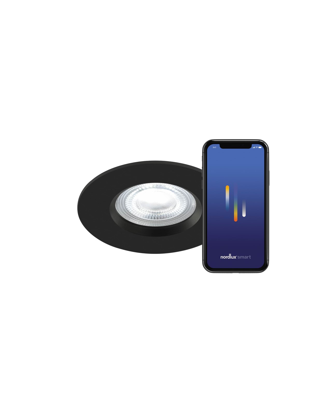 Nordlux Don Smart indbygningsspot, 3-kit, 2700-6500K RGB, sort, Smart Home