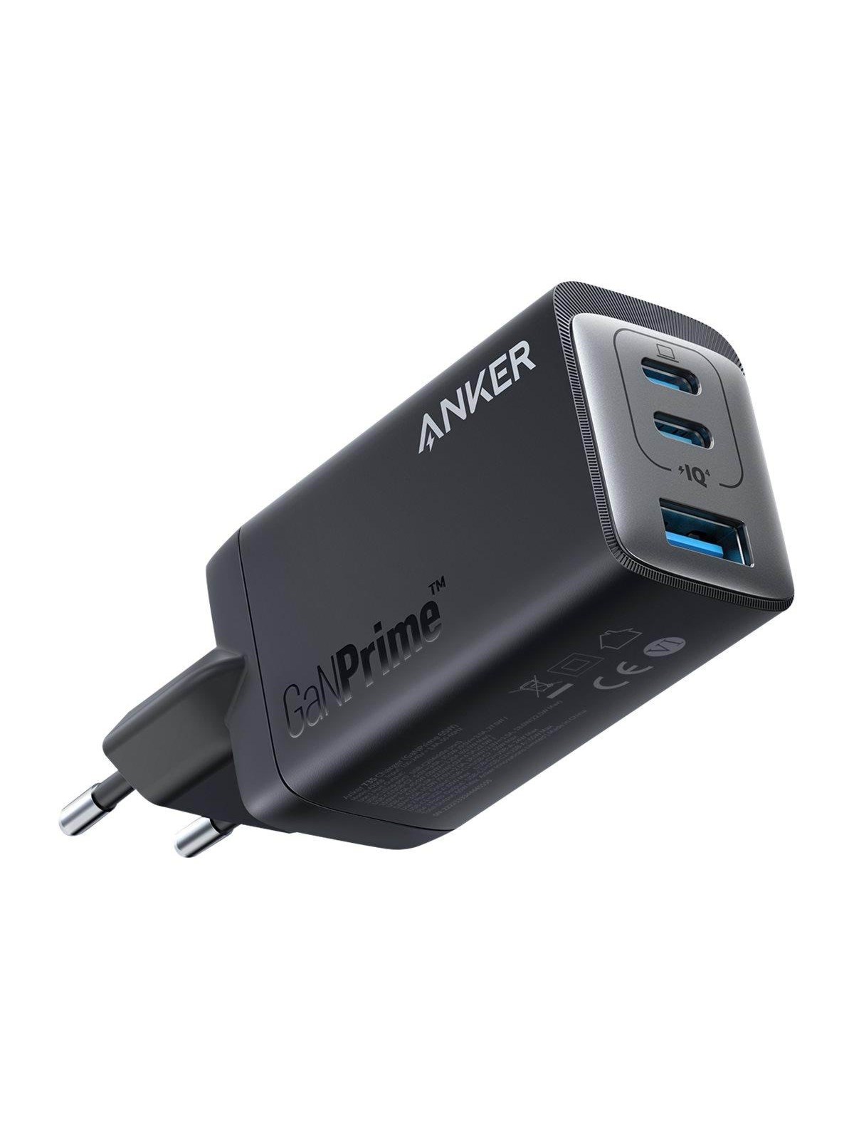 Anker 735 Charger GaNPrime 65W 1x USB-A 2x USB-C Power Adapter - Black, Mobil Oplader