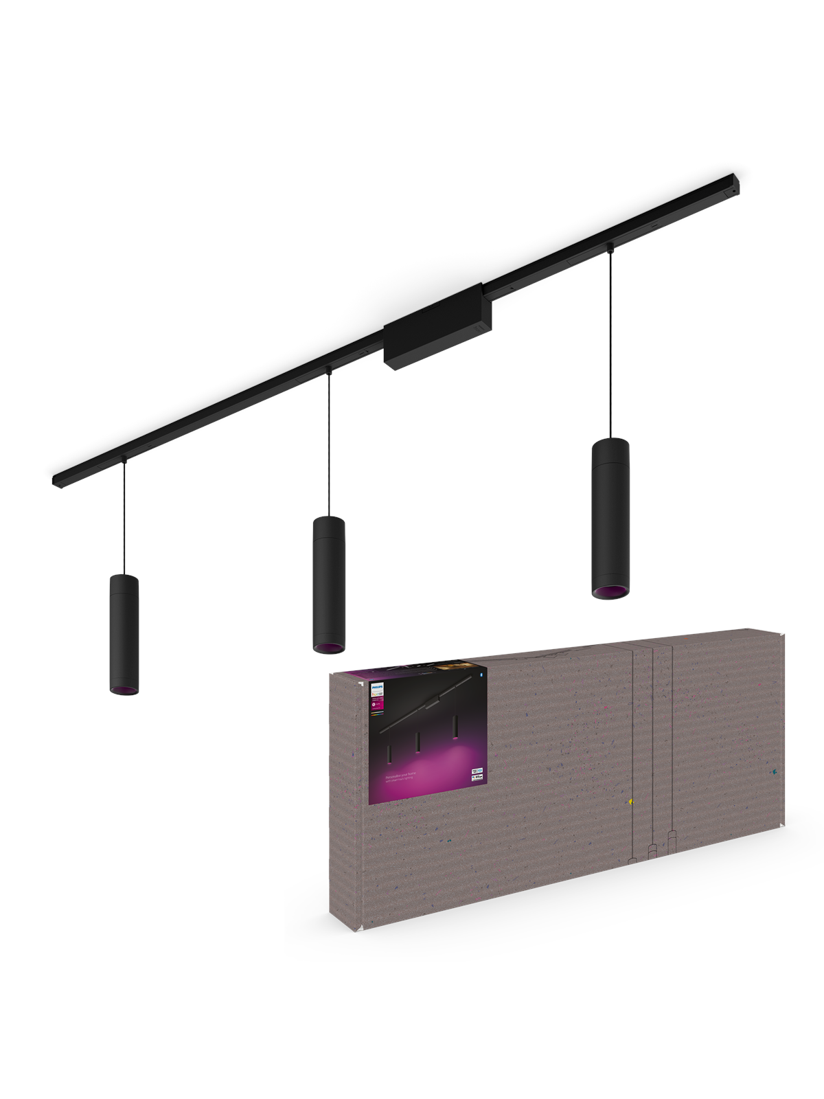 Philips Hue Perifo Loft Pendel - 3 Cylinders - Sort, Smart Home
