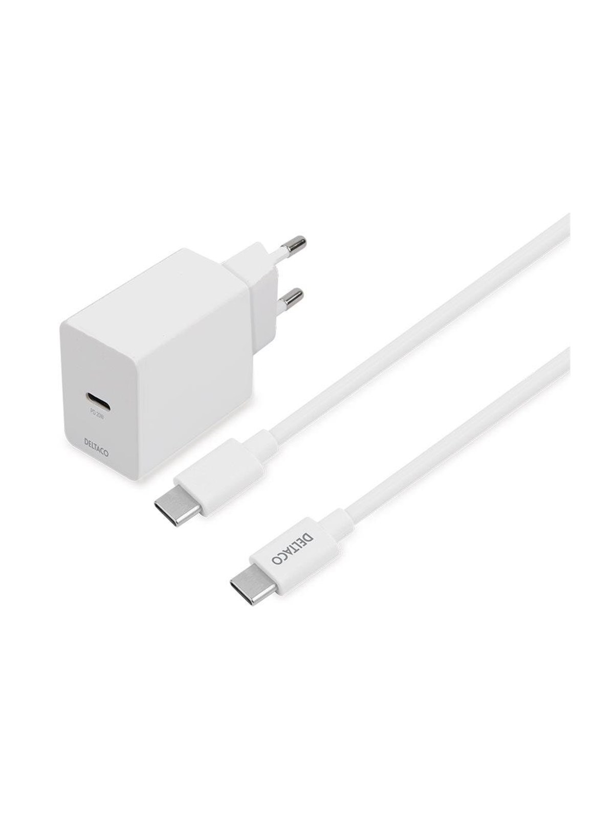 Deltaco USBC-AC146 Power Adapter - USB-C - 20 Watt, Mobil Oplader