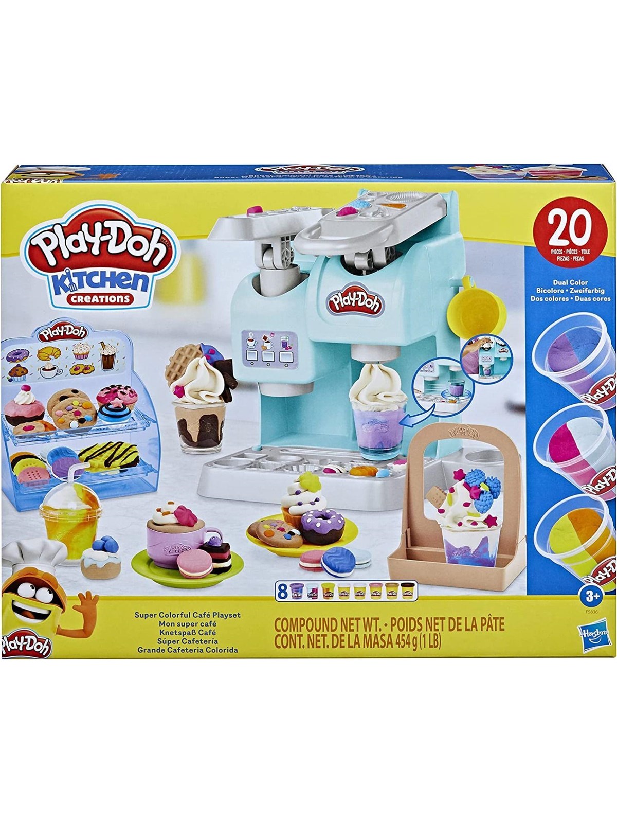 Play-Doh Kitchen Creations Super Colorful Cafe-legesæt, Konstruktionslegetøj