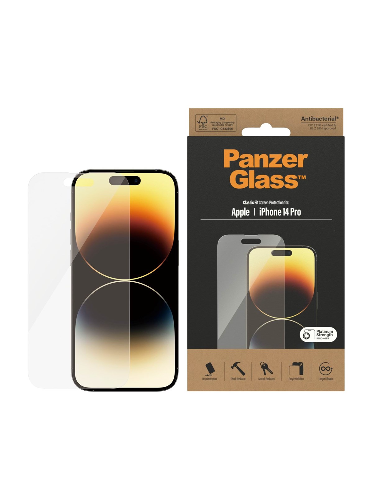 PanzerGlass Screen Protector Apple iPhone 14 Pro | Classic Fit, Beskyttelsesglas