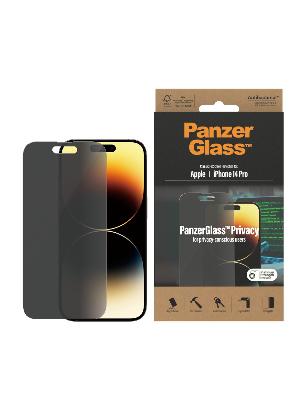 PanzerGlass Privacy Screen Protector Apple iPhone 14 Pro | Classic Fit, Beskyttelsesglas