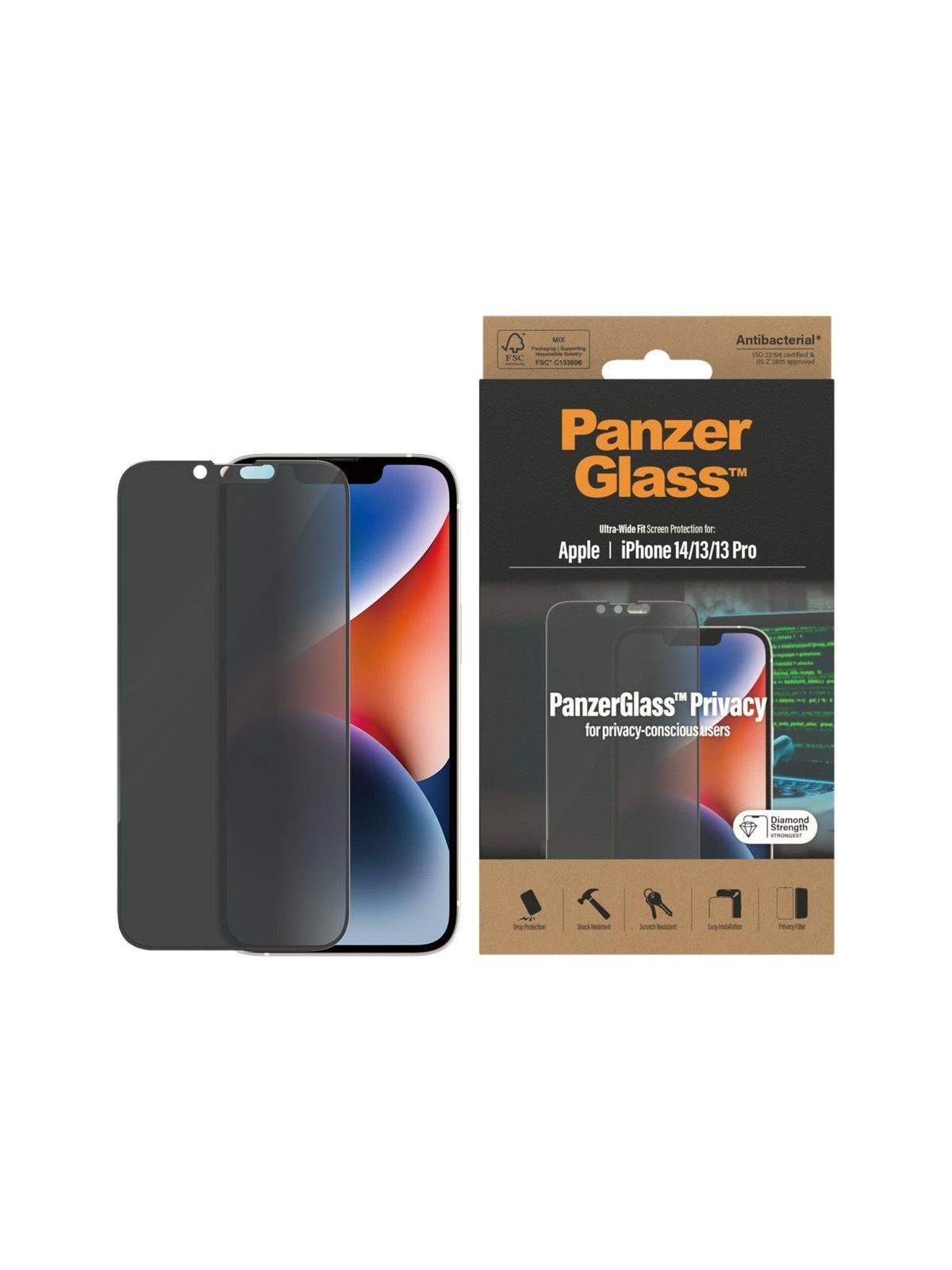 PanzerGlass Privacy Screen Protector Apple iPhone 14 | 13 | 13 Pro | Ultra-Wide Fit