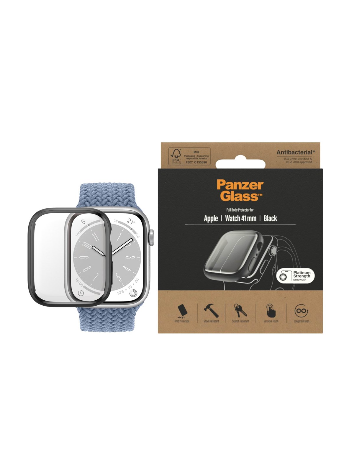 PanzerGlass Screen Protection Full Body Apple Watch Series 9 | 8 | 7 | 41mm | Black