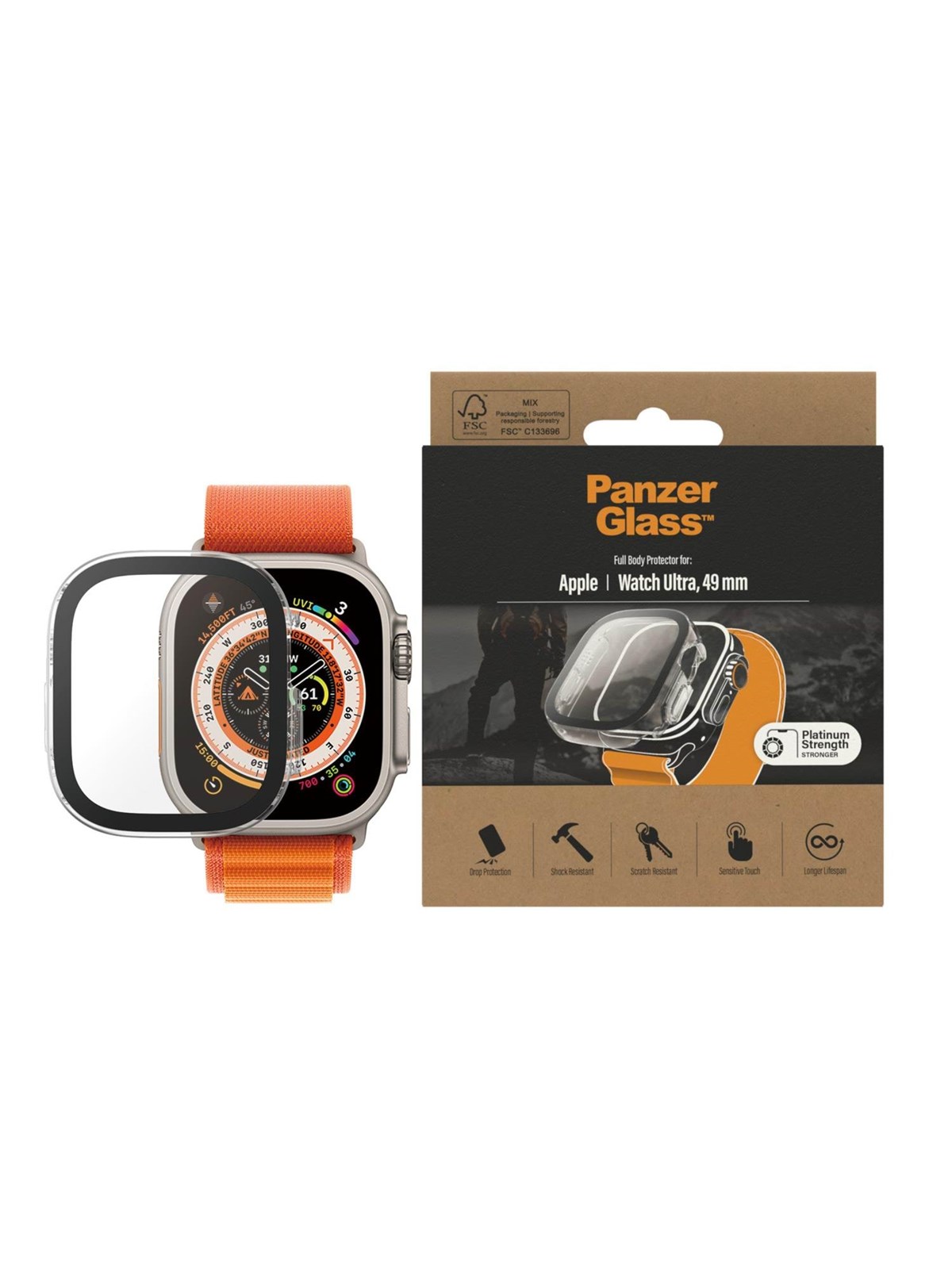 PanzerGlass Screen Protector Full Body Apple Watch Ultra 2 | Ultra | 49mm | Transparent