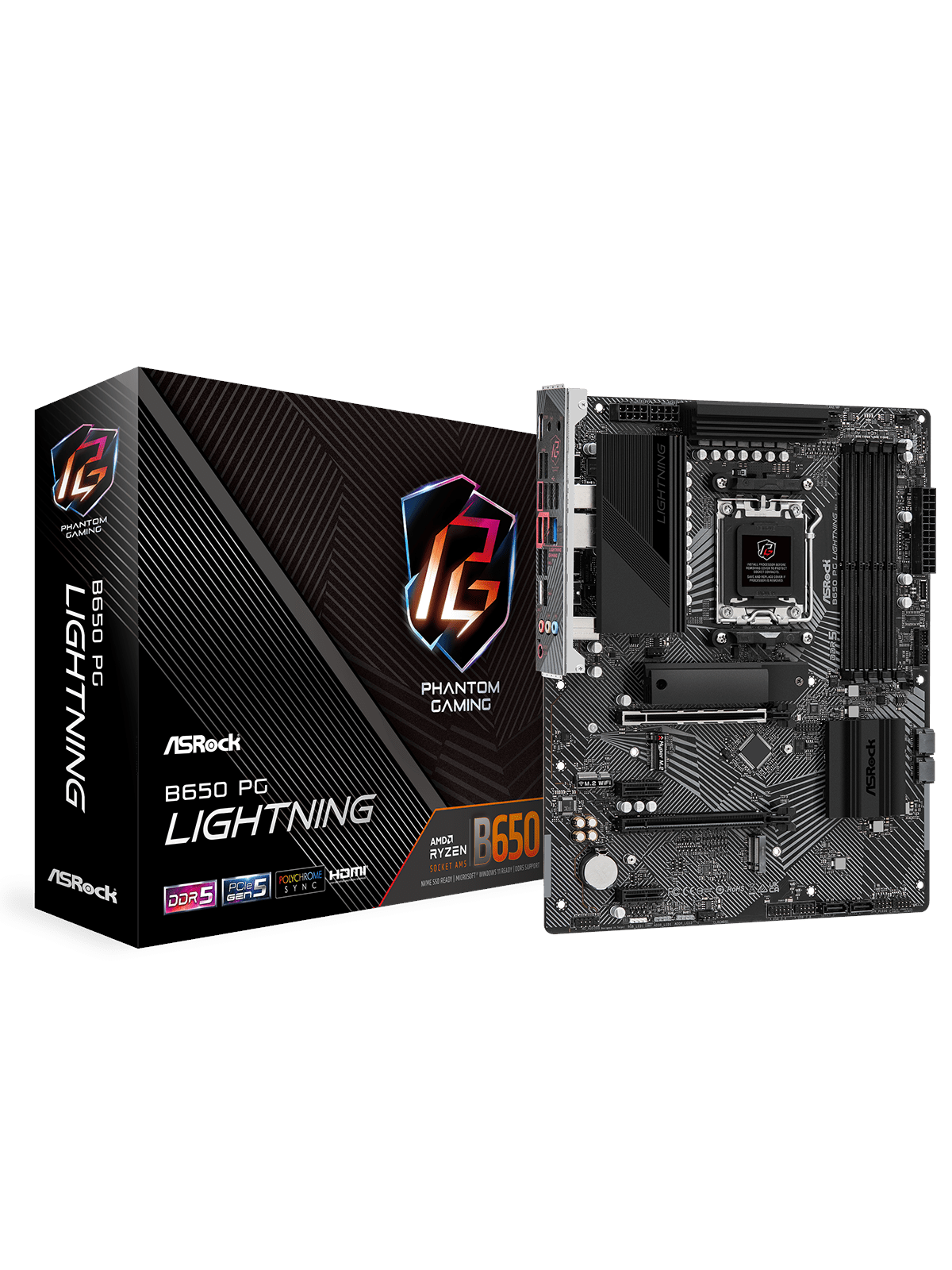 ASRock B650 PG Lightning Bundkort - AMD B650 - AMD AM5 socket - DDR5 RAM - ATX