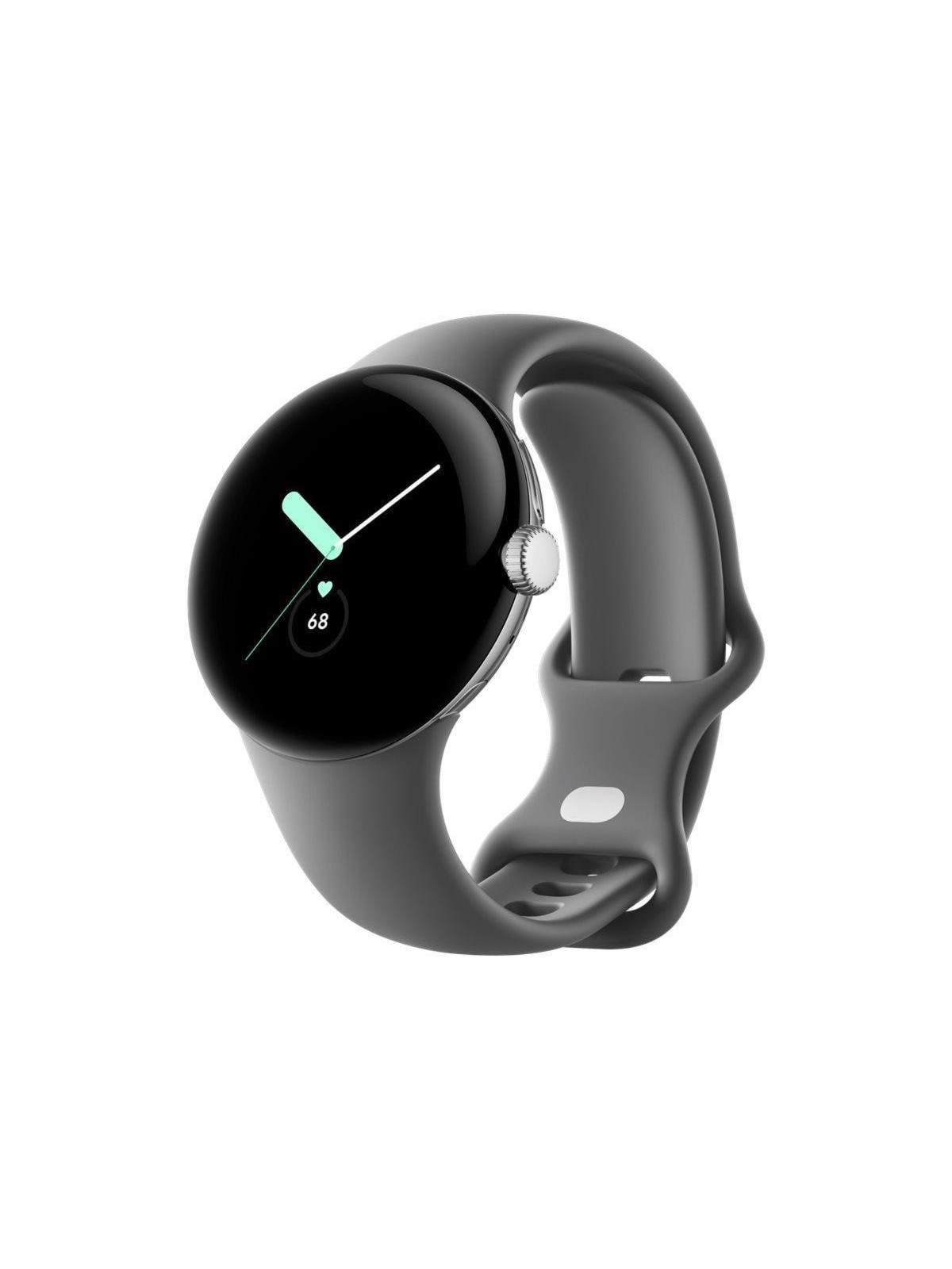 Google Pixel Watch LTE - Polished Silver with Charcoal Band, Smartwatch
