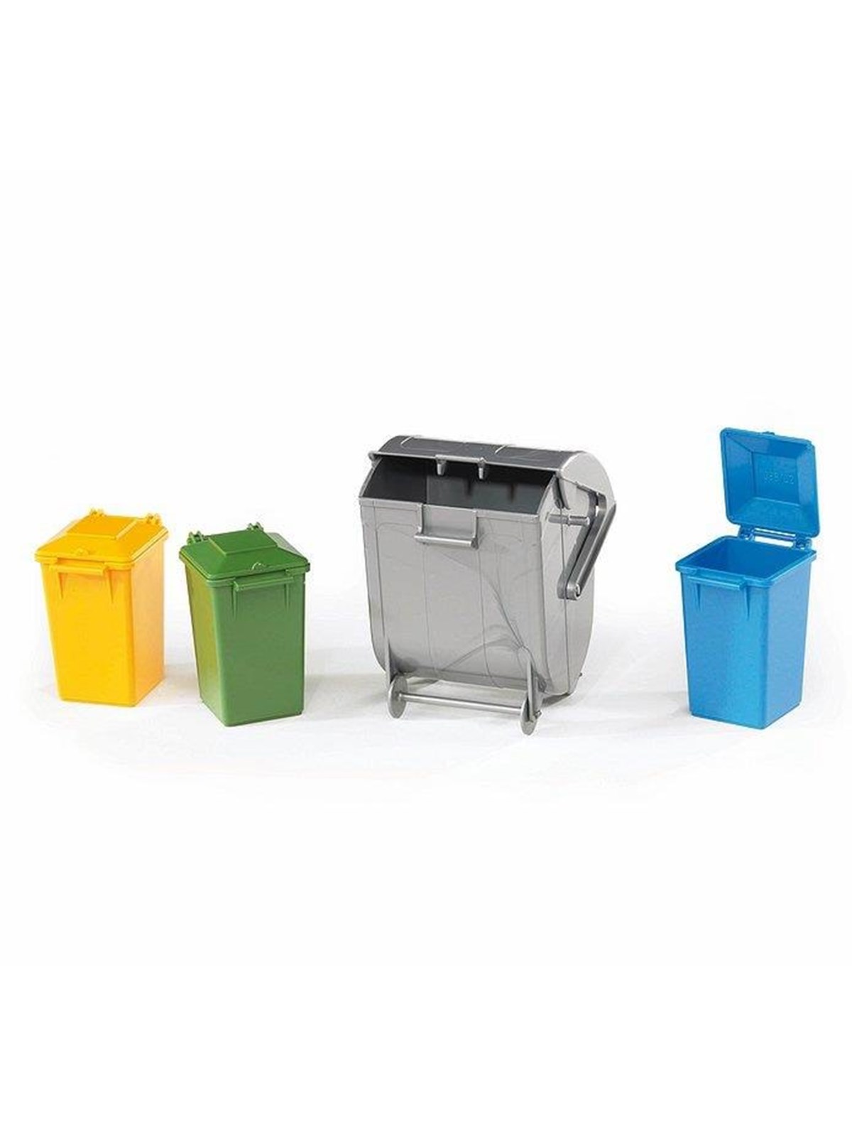 Bruder Accessories: Garbage can set (3 small, 1 large), Legetøjsbil