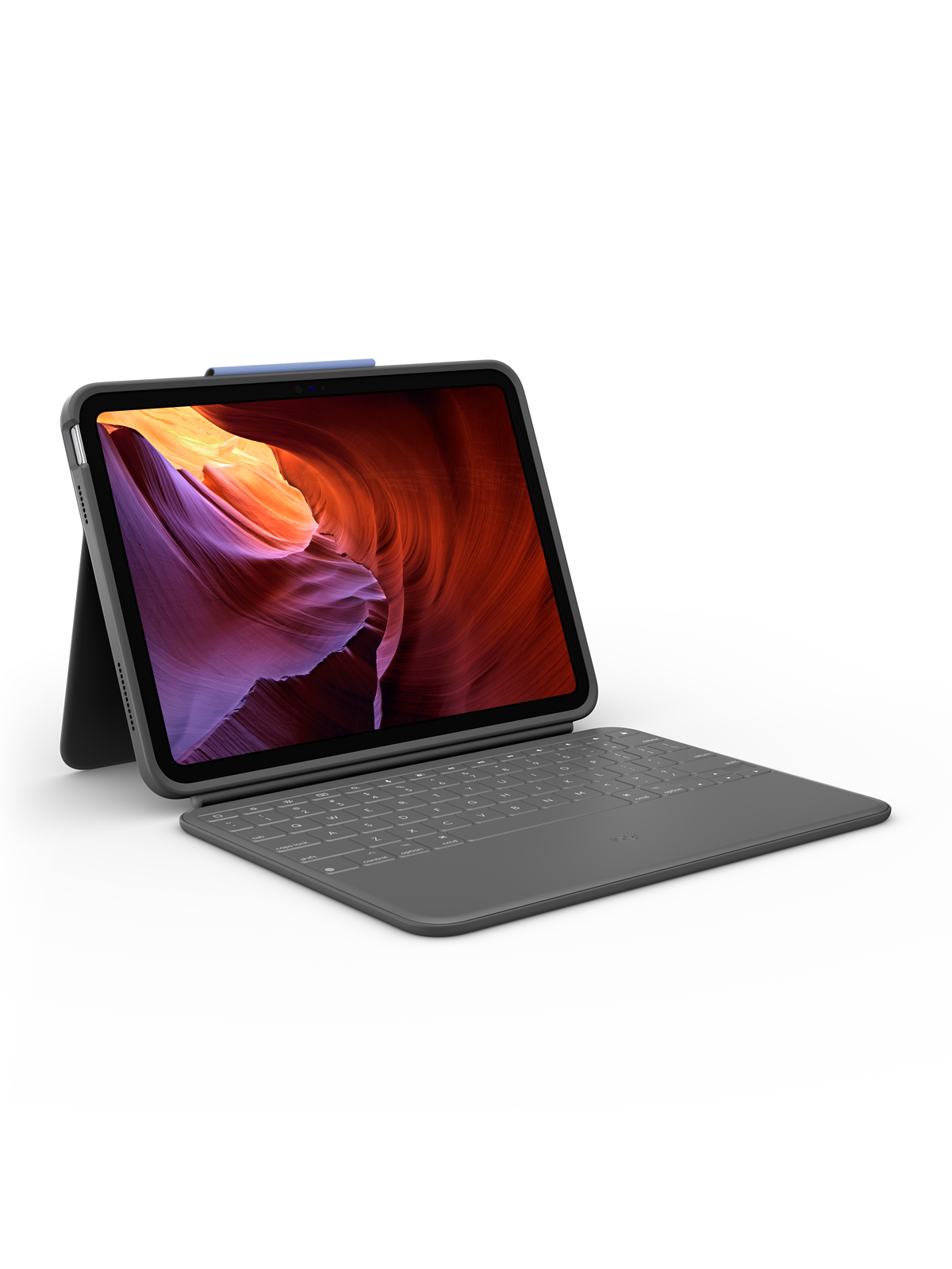Logitech RUGGED FOLIO (QWERTY) - Tastatur & Folio sæt - Nordisk - Grå, Tastatur