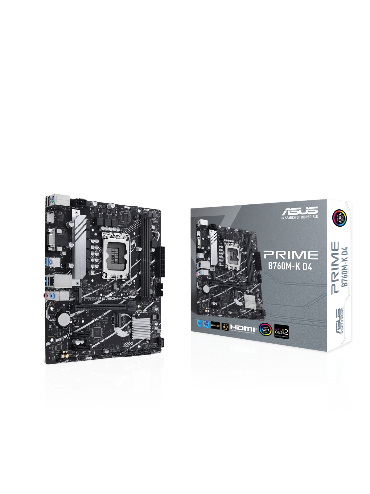 ASUS PRIME B760M-K D4 Bundkort - Intel B760 - Intel LGA1700 socket - DDR4 RAM - Micro-ATX
