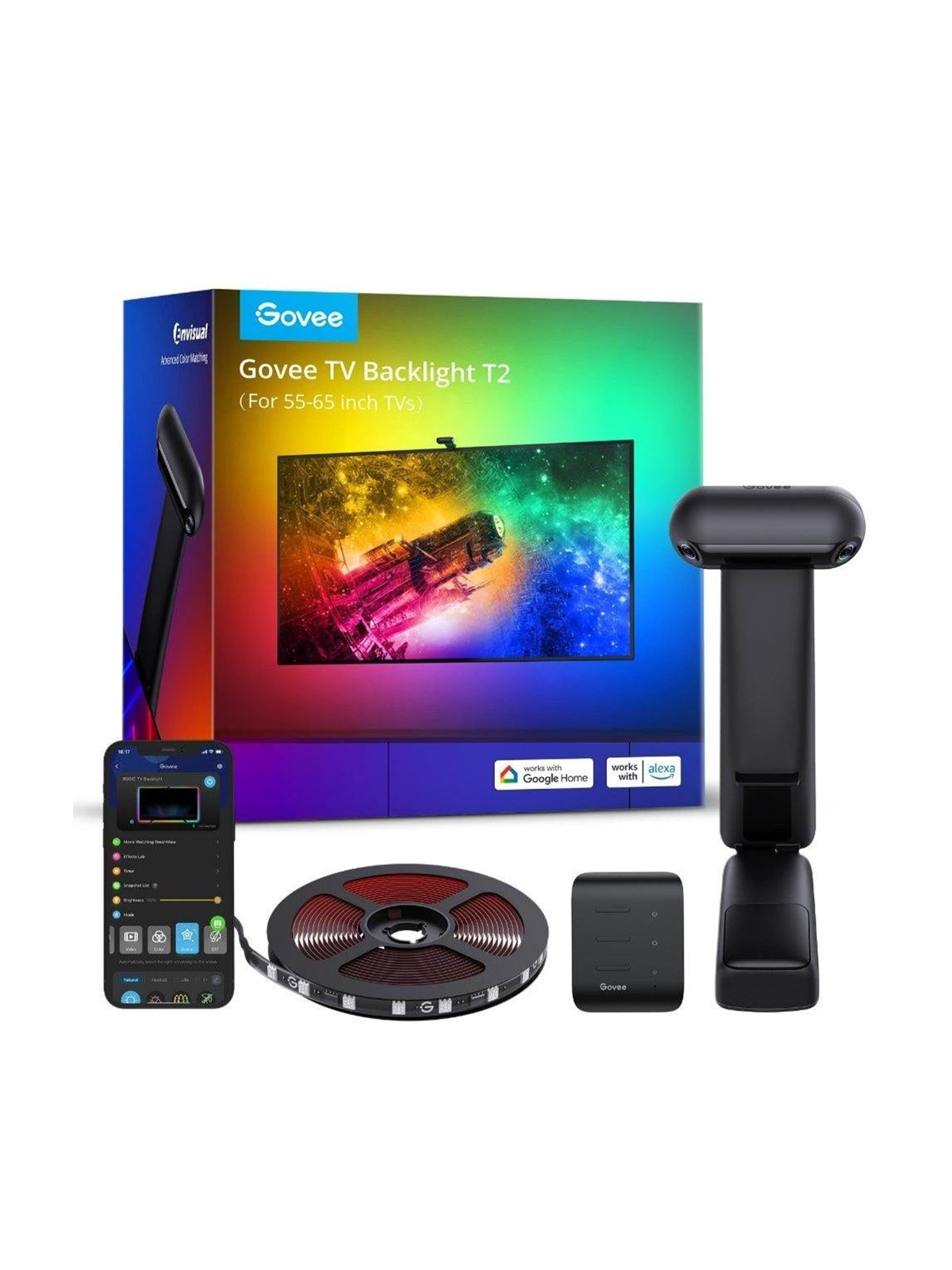 Govee Envisual TV Backlight T2 with Dual Cameras 55"-65", Smart Home