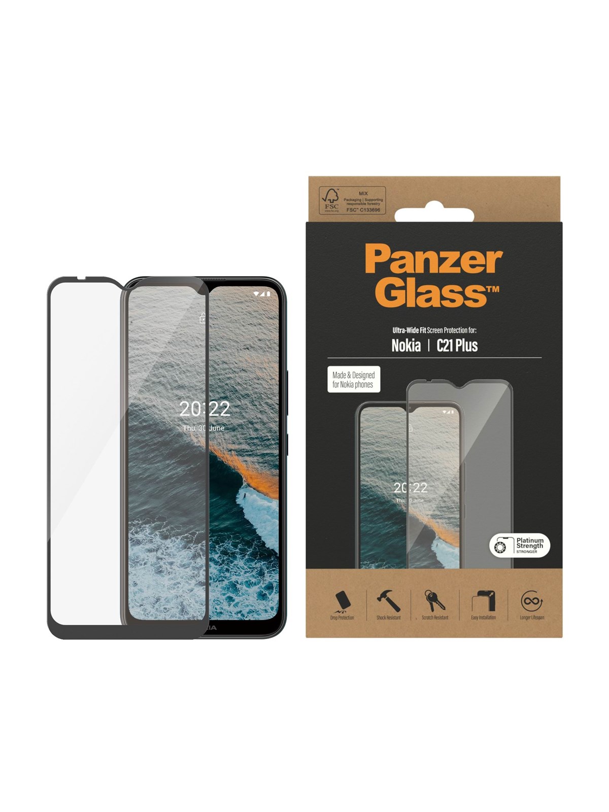 PanzerGlass Screen Protector Nokia C21+ | Ultra-Wide Fit, Beskyttelsesglas
