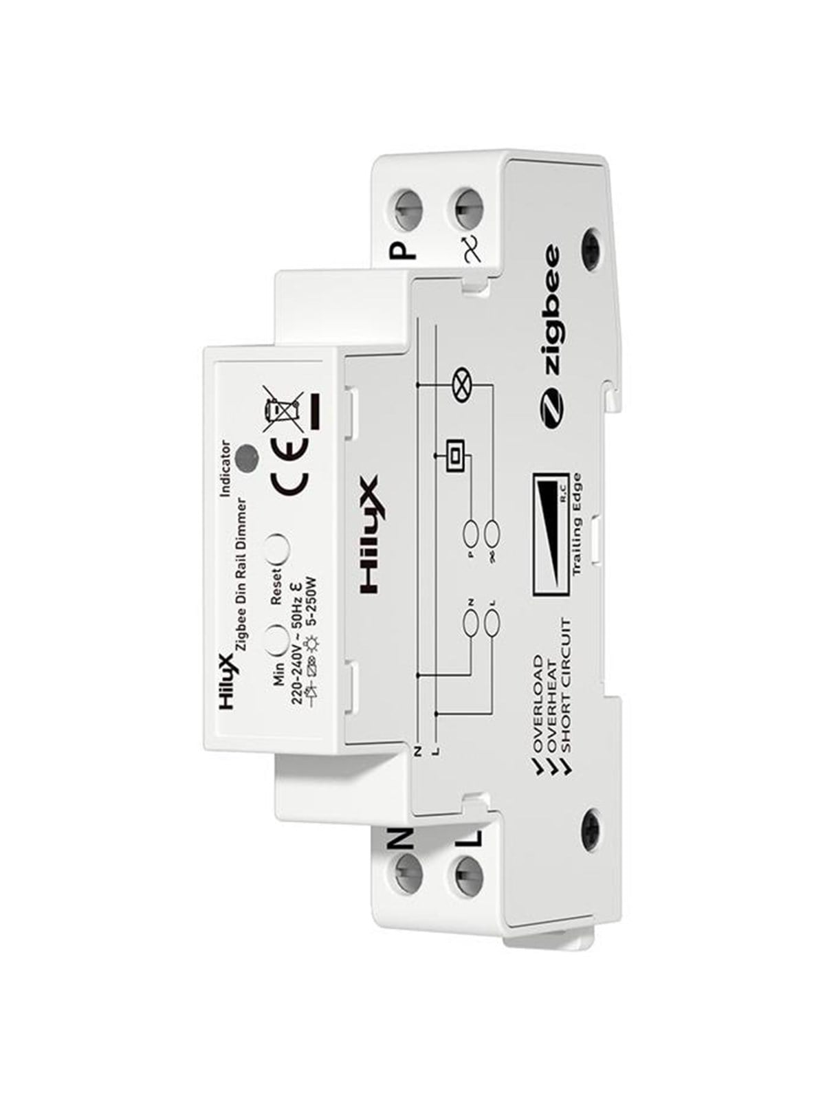 HiluX Zigbee DIN skinne lysdæmper - 250w, Lampe