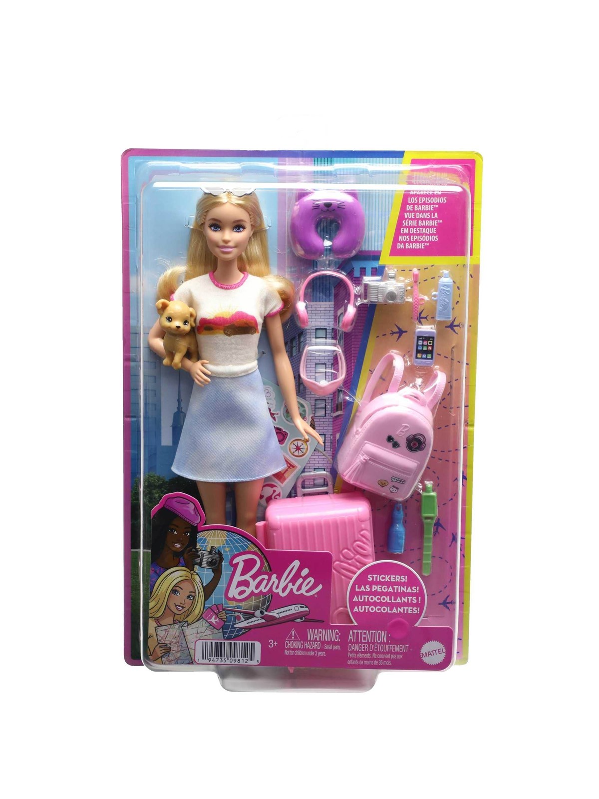 Barbie Travel Set With Puppy, Dukker Og Dukketilbehoer