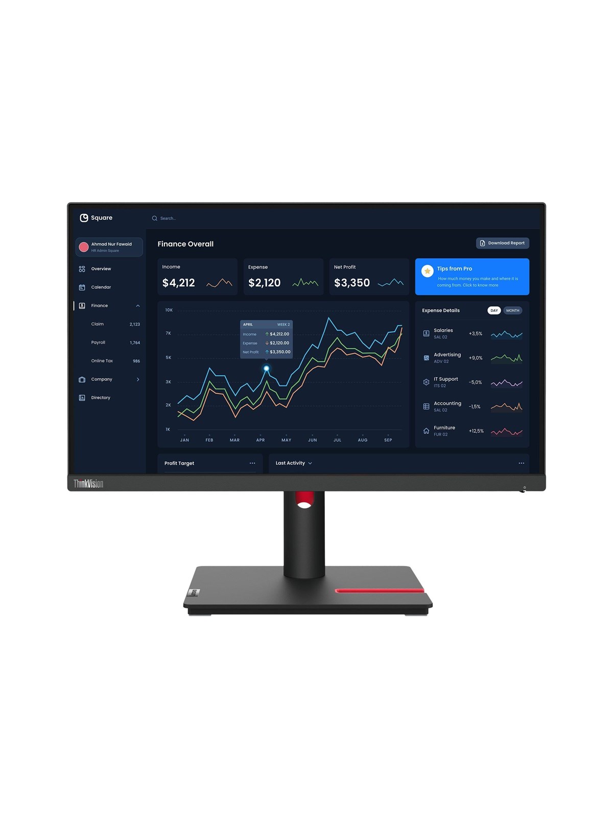 21" Lenovo ThinkVision T22i-30 - 1920x1080 (FHD) - 60Hz - IPS, Computerskærm